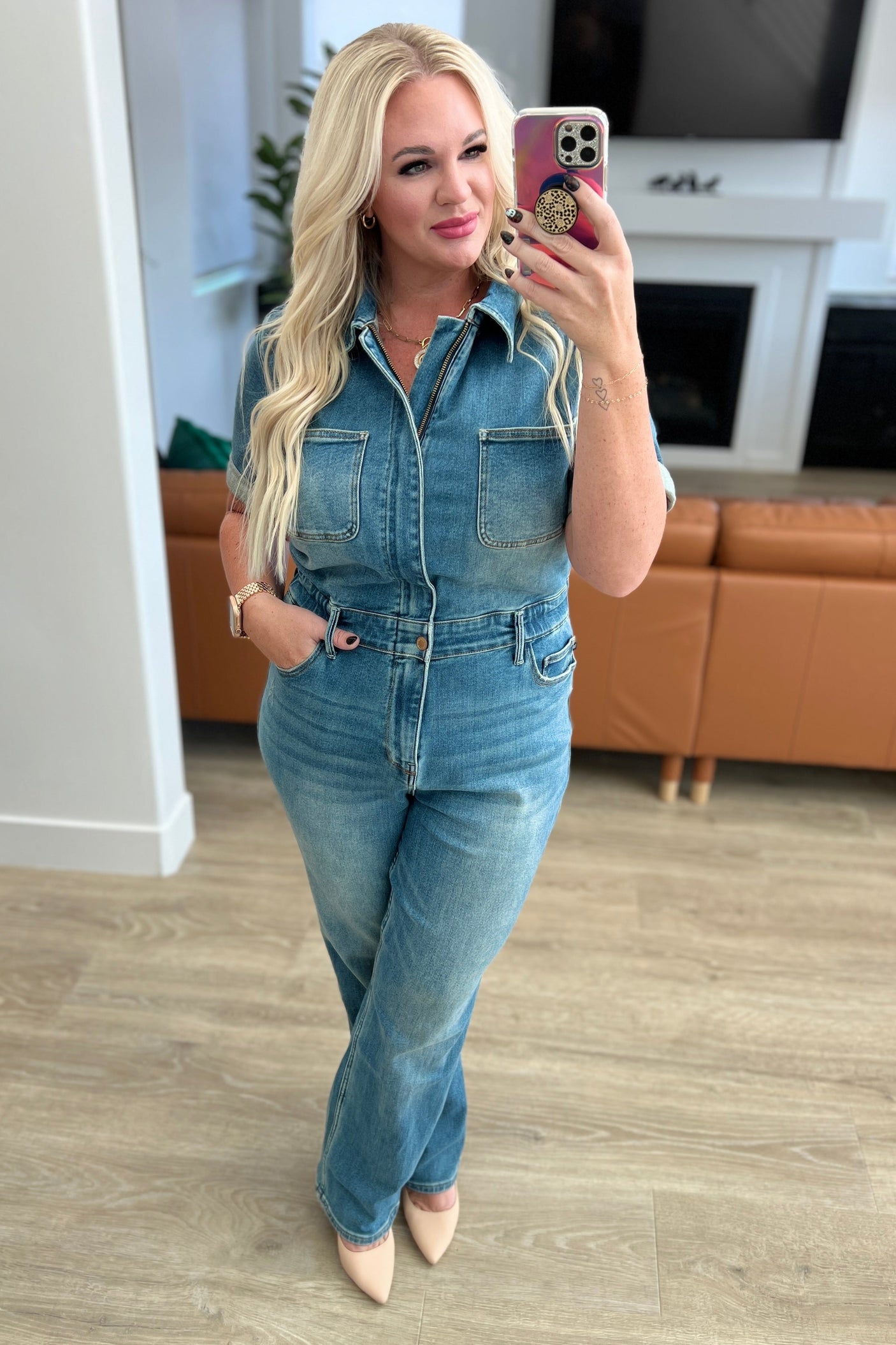Sylvia Short Sleeve Denim Jumpsuit - Liarian Unlimited Boutique