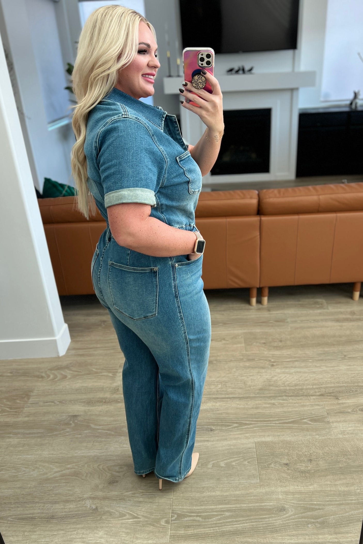 Sylvia Short Sleeve Denim Jumpsuit - Liarian Unlimited Boutique