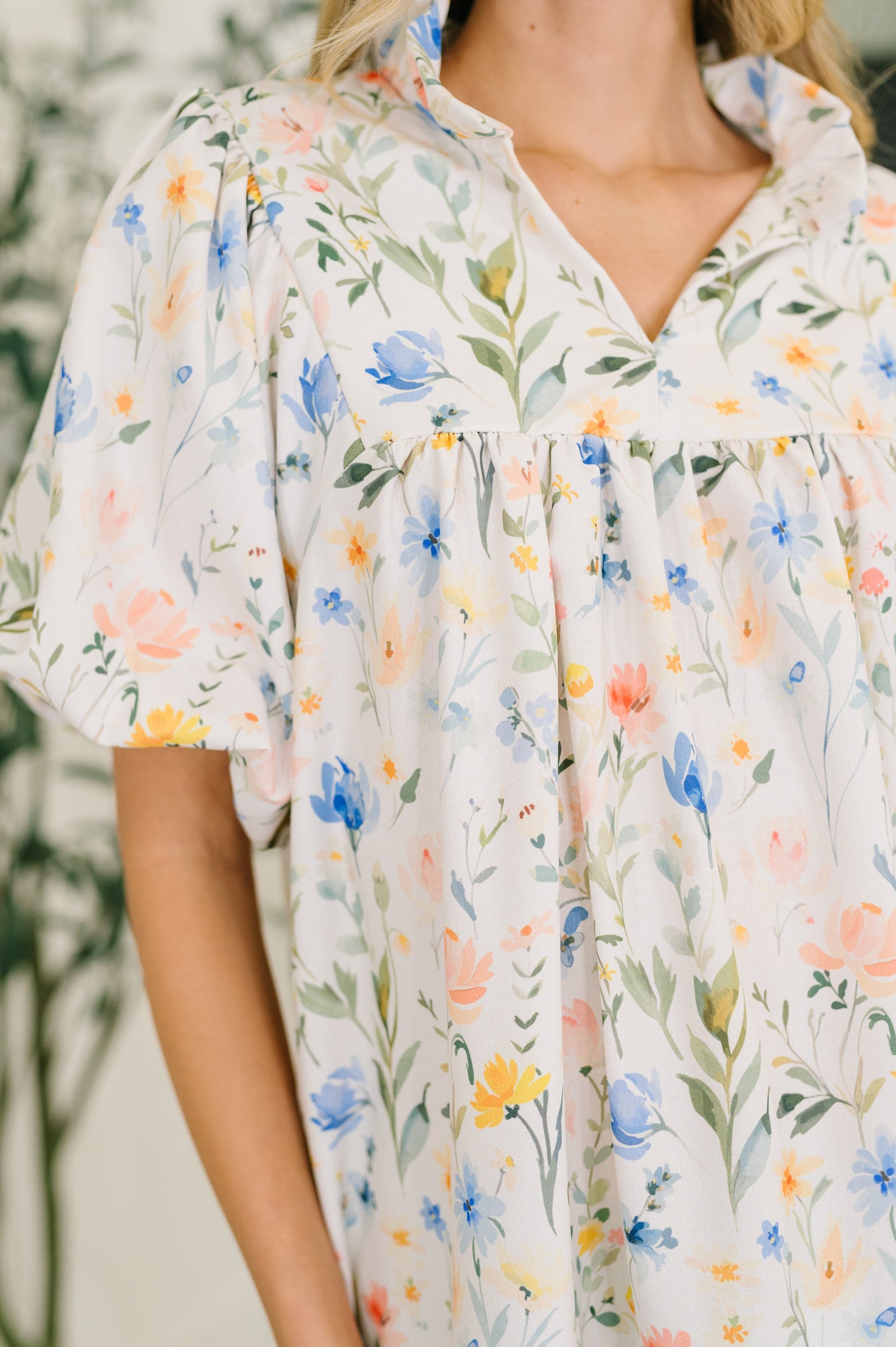In All This Time Notch Neck Floral Blouse