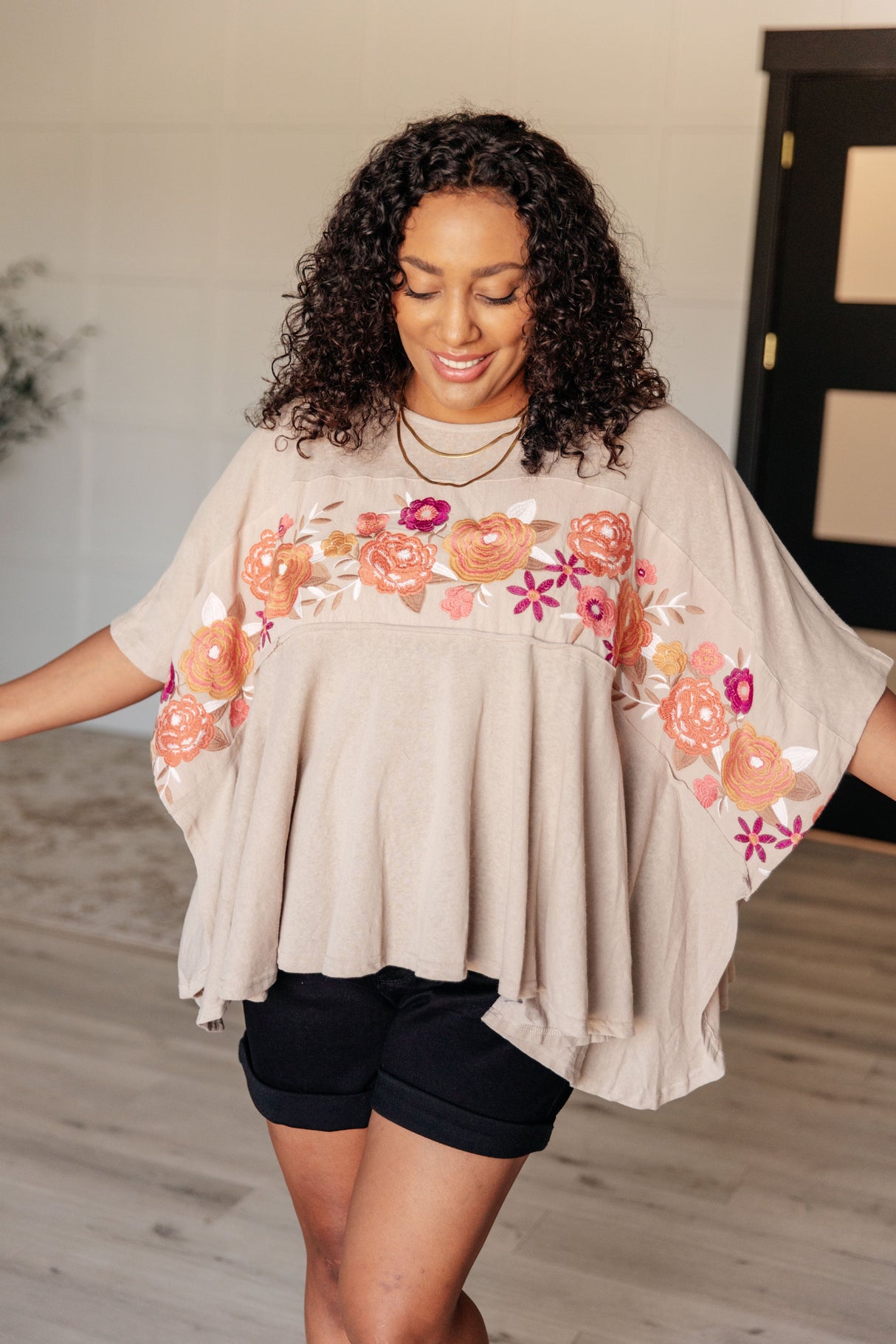 Isabel Embroidered Tunic in Mocha - Liarian Unlimited Boutique