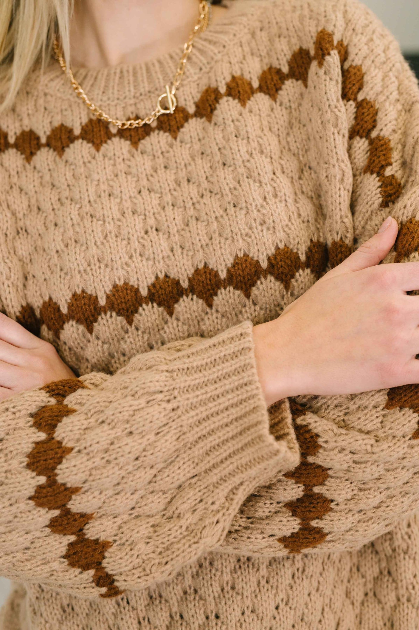 Ivy Lane Textured Sweater in Taupe