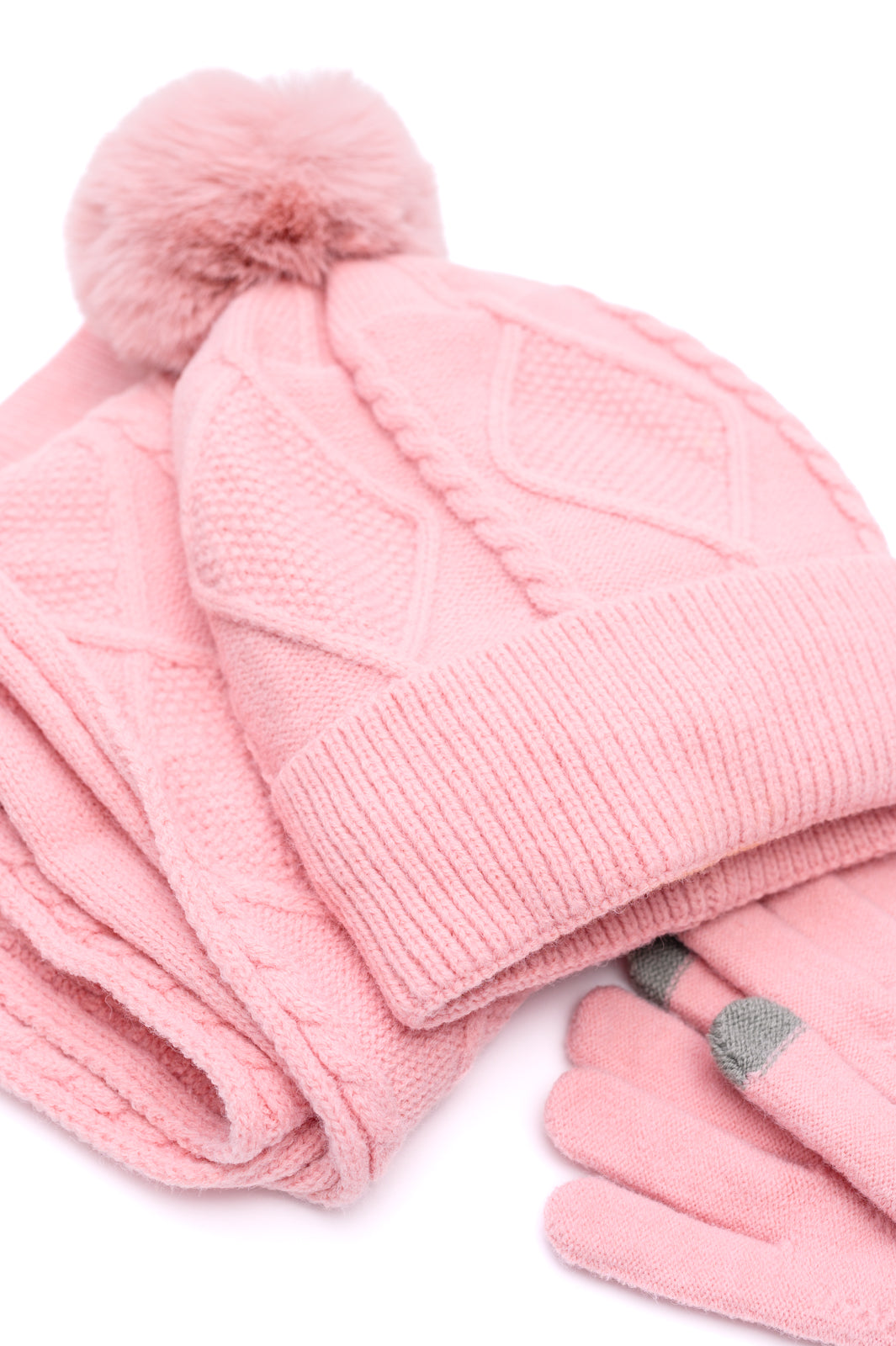 Conjunto de gorro, guantes y bufanda Jane Frost en rosa