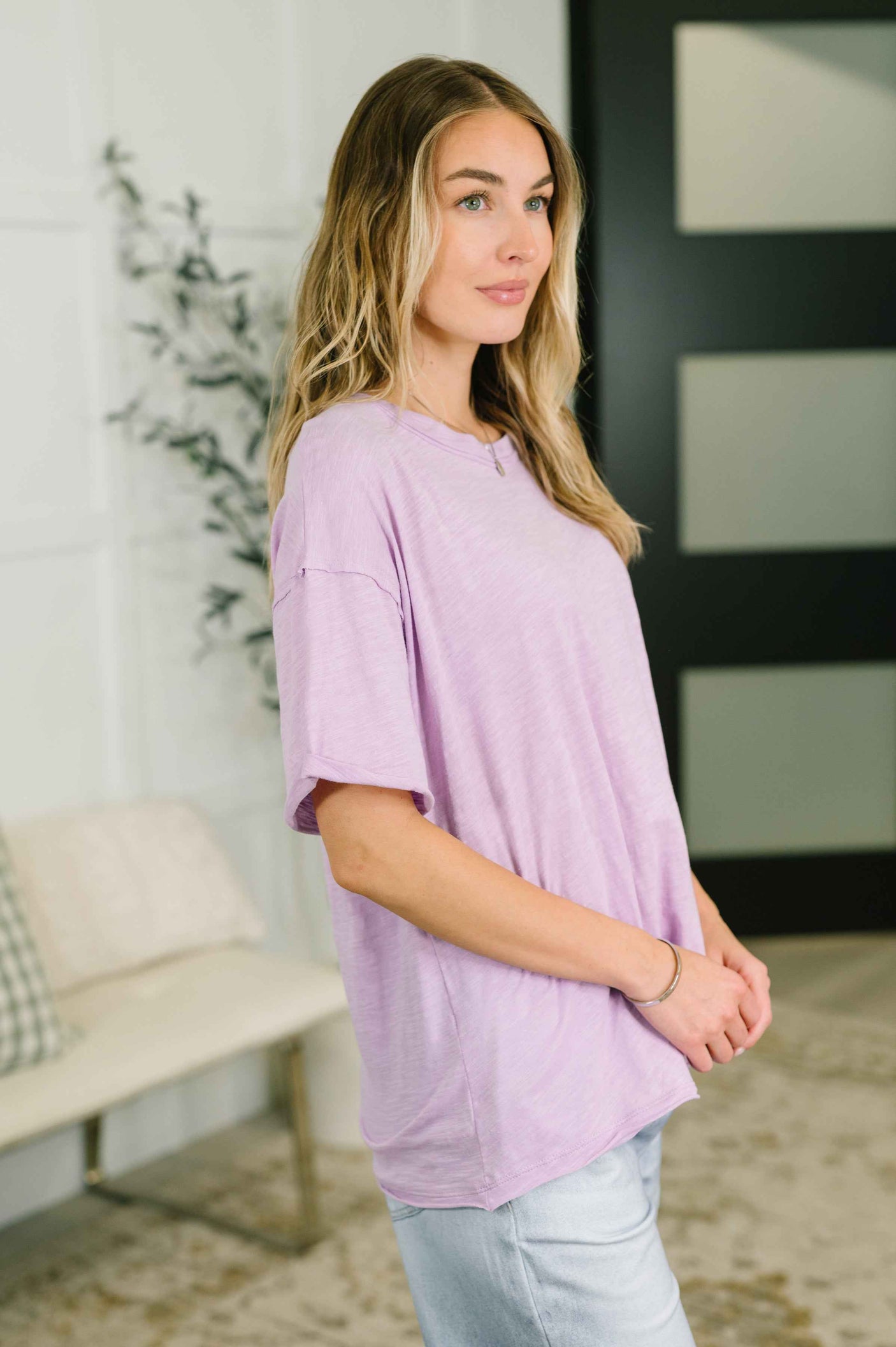 Just Like That Relaxed Heather Tee in Lilac