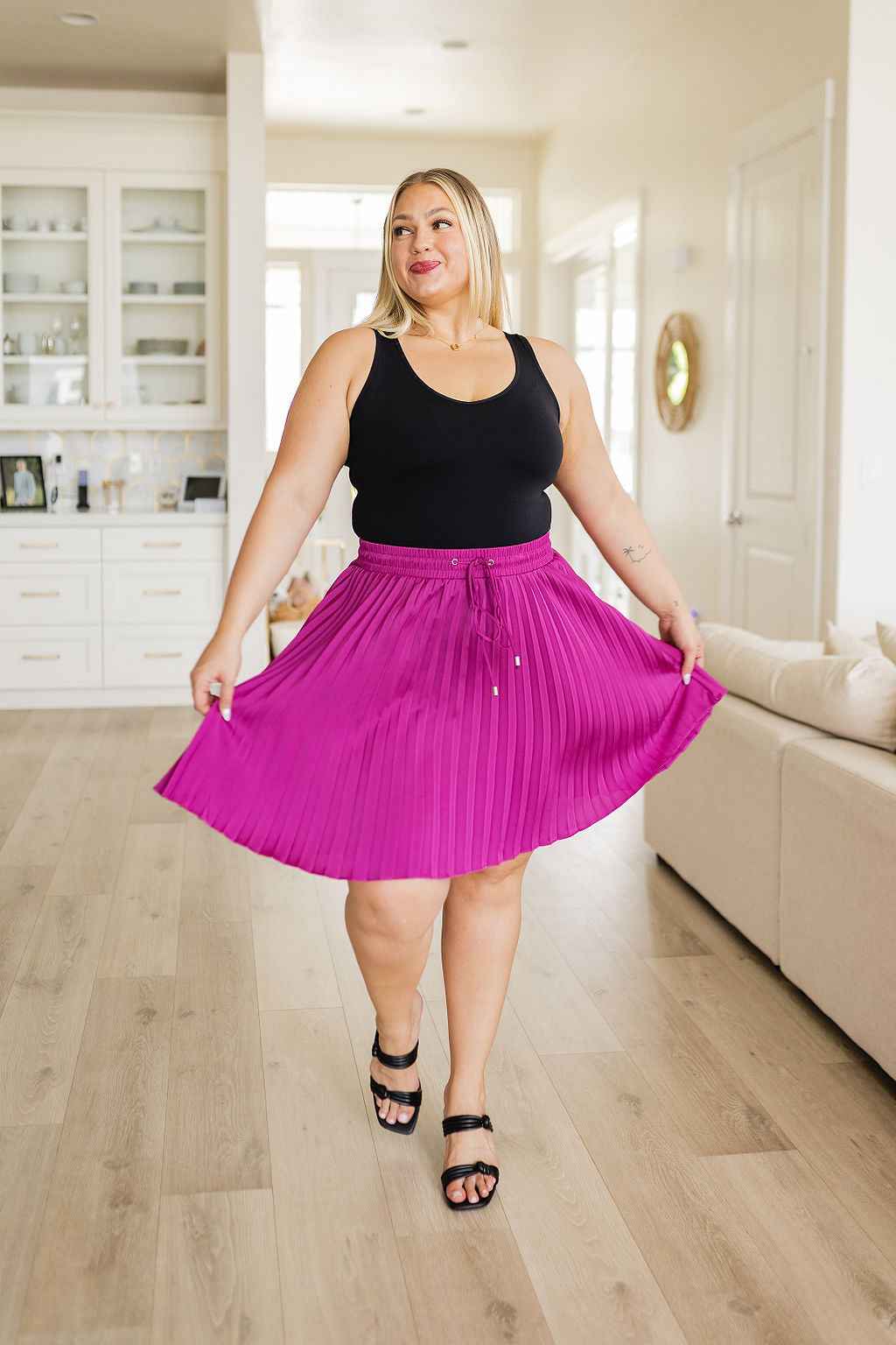 Just a Flirt Pleated Skirt in Magenta - Liarian Unlimited Boutique