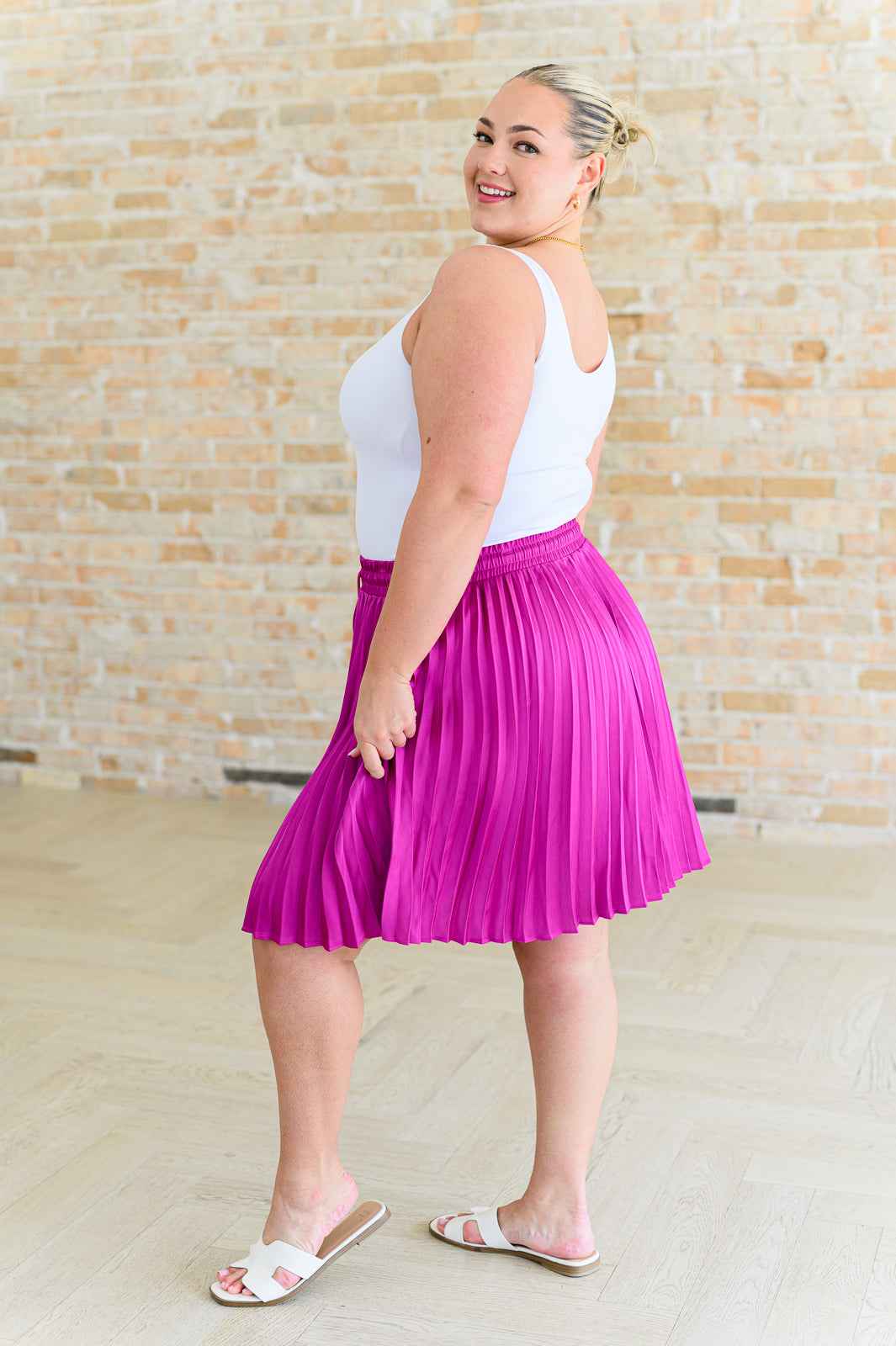 Just a Flirt Pleated Skirt in Magenta - Liarian Unlimited Boutique