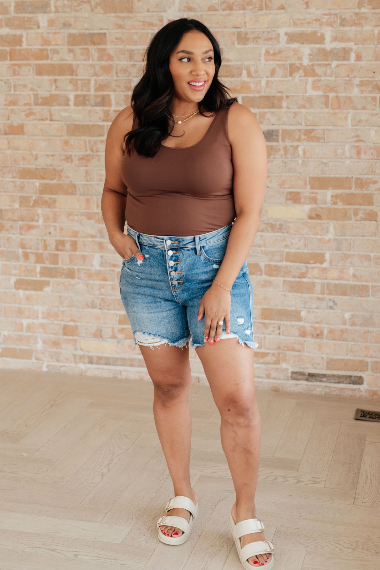 Kara High Rise Rigid Magic Button Fly Cutoff Shorts - Liarian Unlimited Boutique