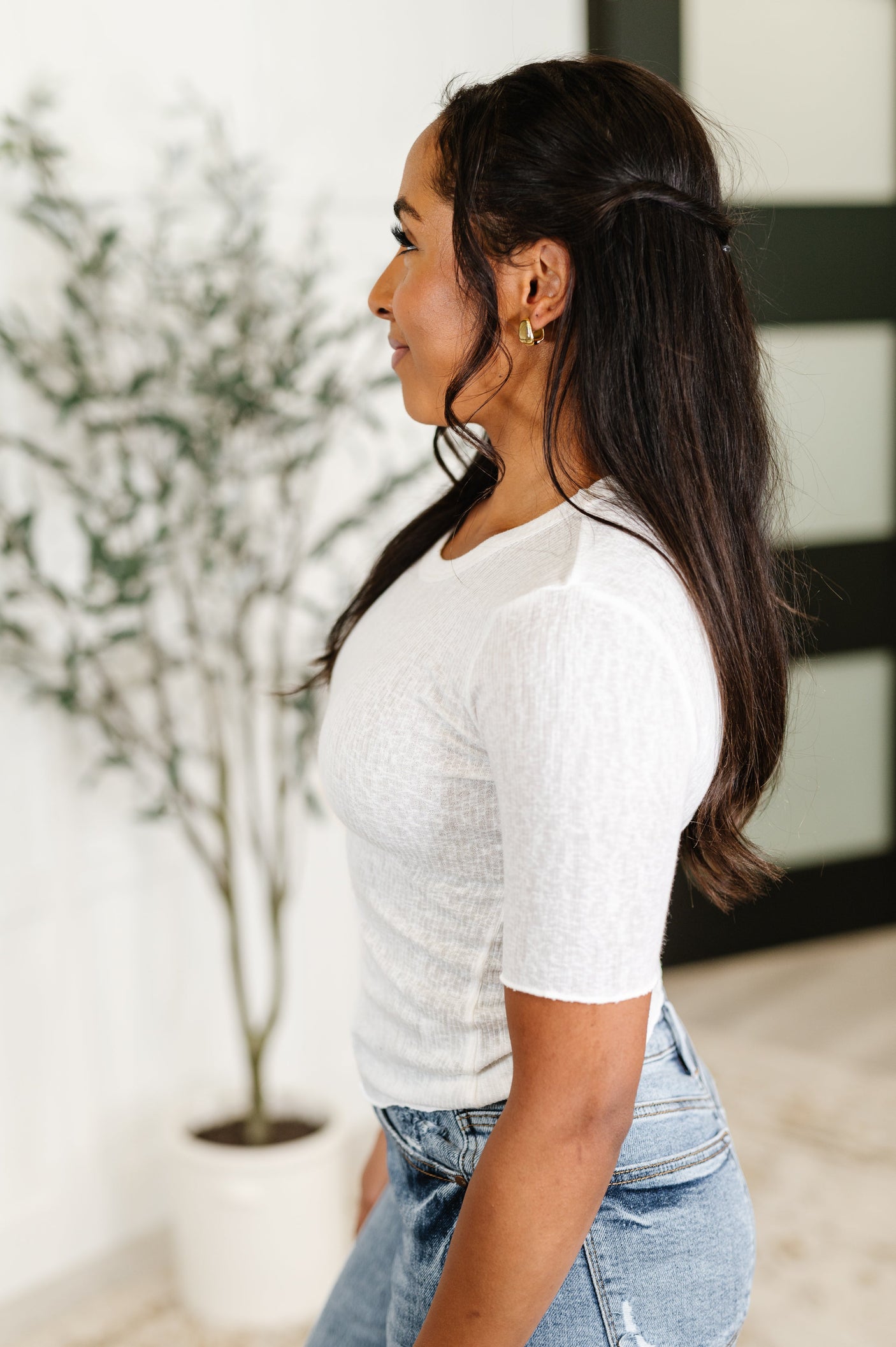 Camiseta básica Knit Pick en blanco roto