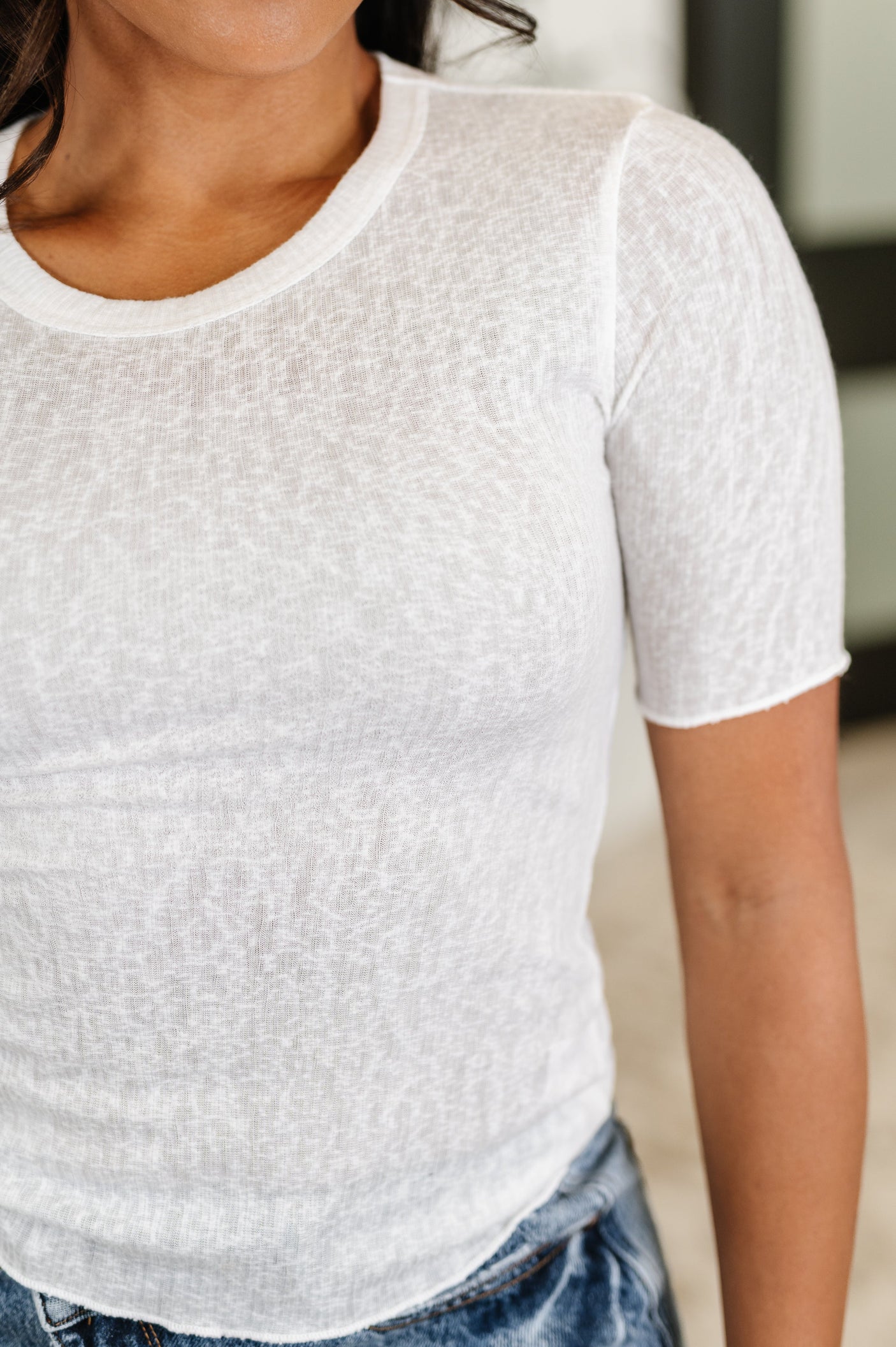 Camiseta básica Knit Pick en blanco roto