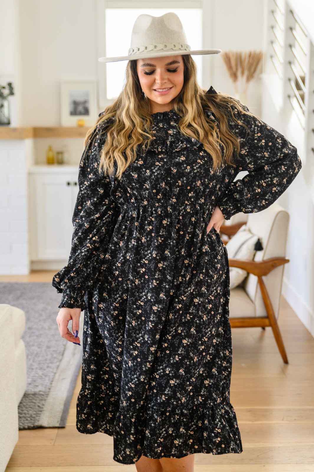 Larissa Long Sleeve Ruffle Hem Dress - Liarian Unlimited Boutique