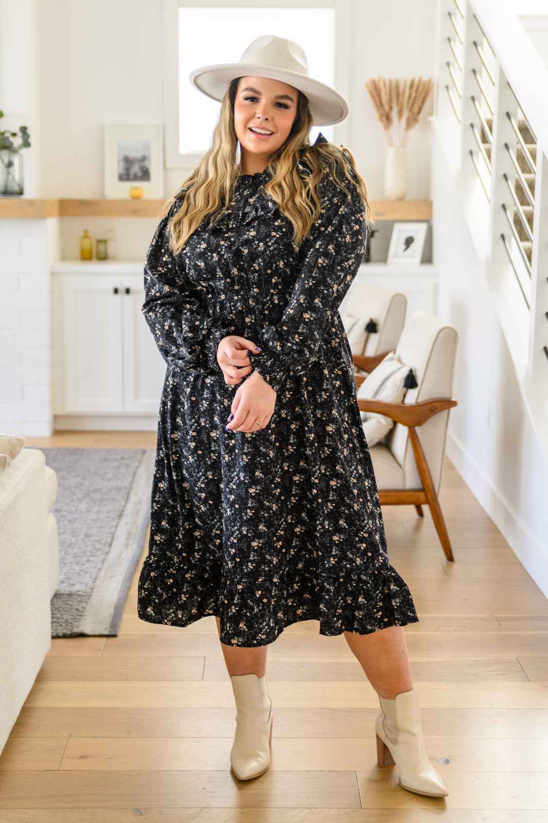 Larissa Long Sleeve Ruffle Hem Dress - Liarian Unlimited Boutique