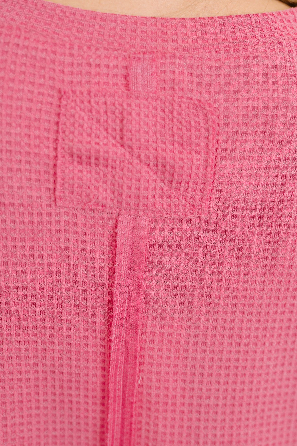 Leave It to Me Waffle Knit Relaxed Tee in Pink