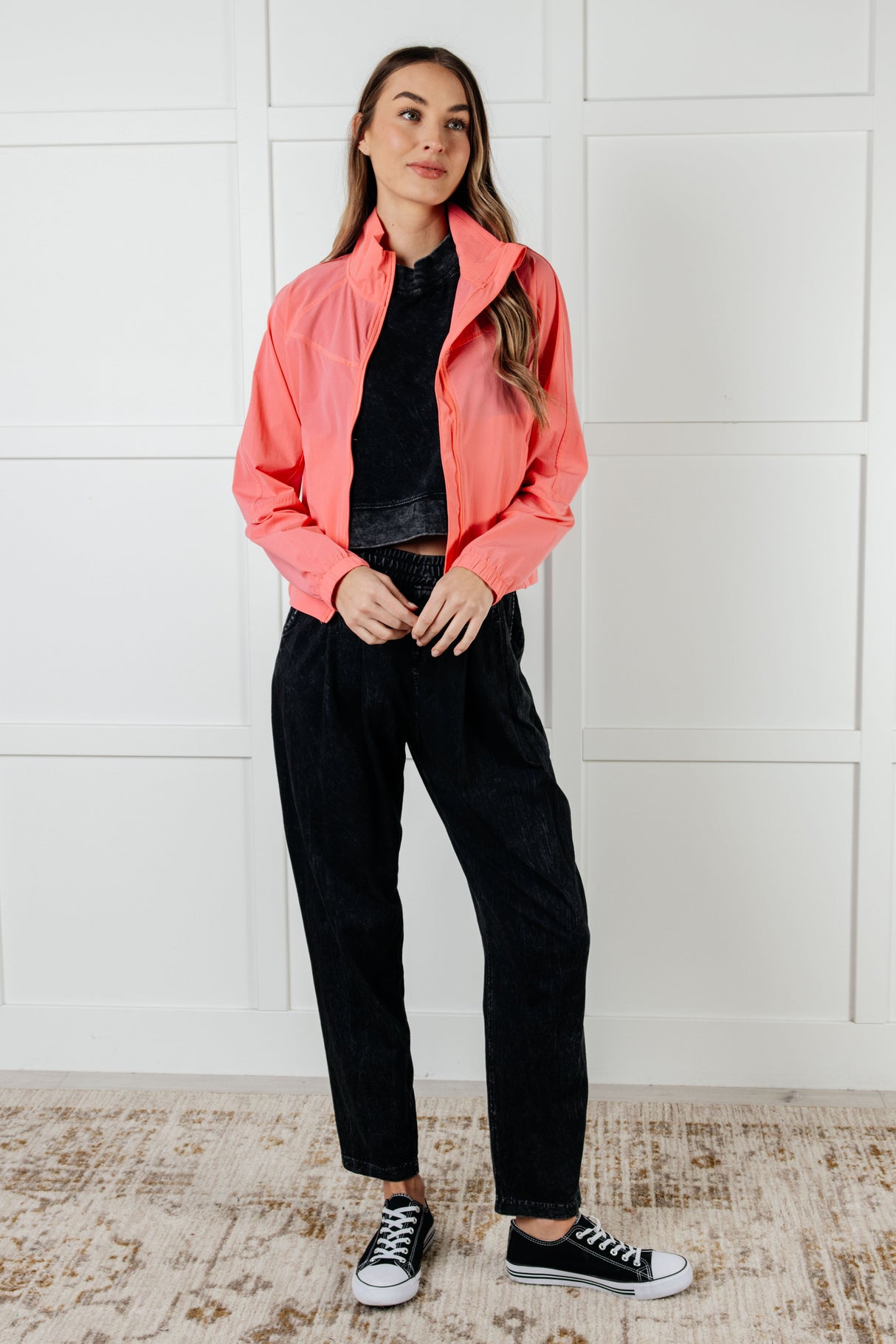 Fit Happens Nylon Tennis Jacket in Coral Rose - Liarian Unlimited Boutique
