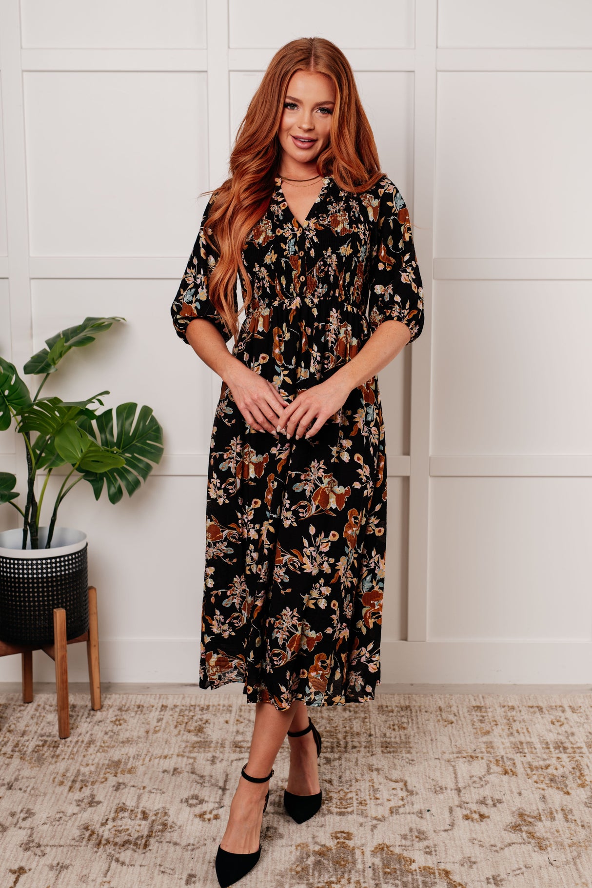 Vestido con botones y corpiño fruncido Look My Way