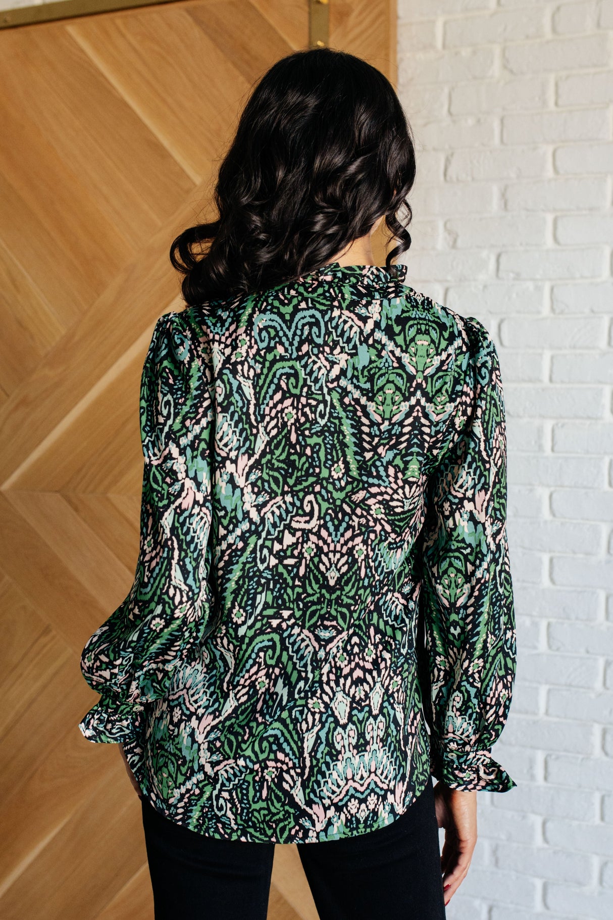 Blusa con estampado de damasco Looking Out