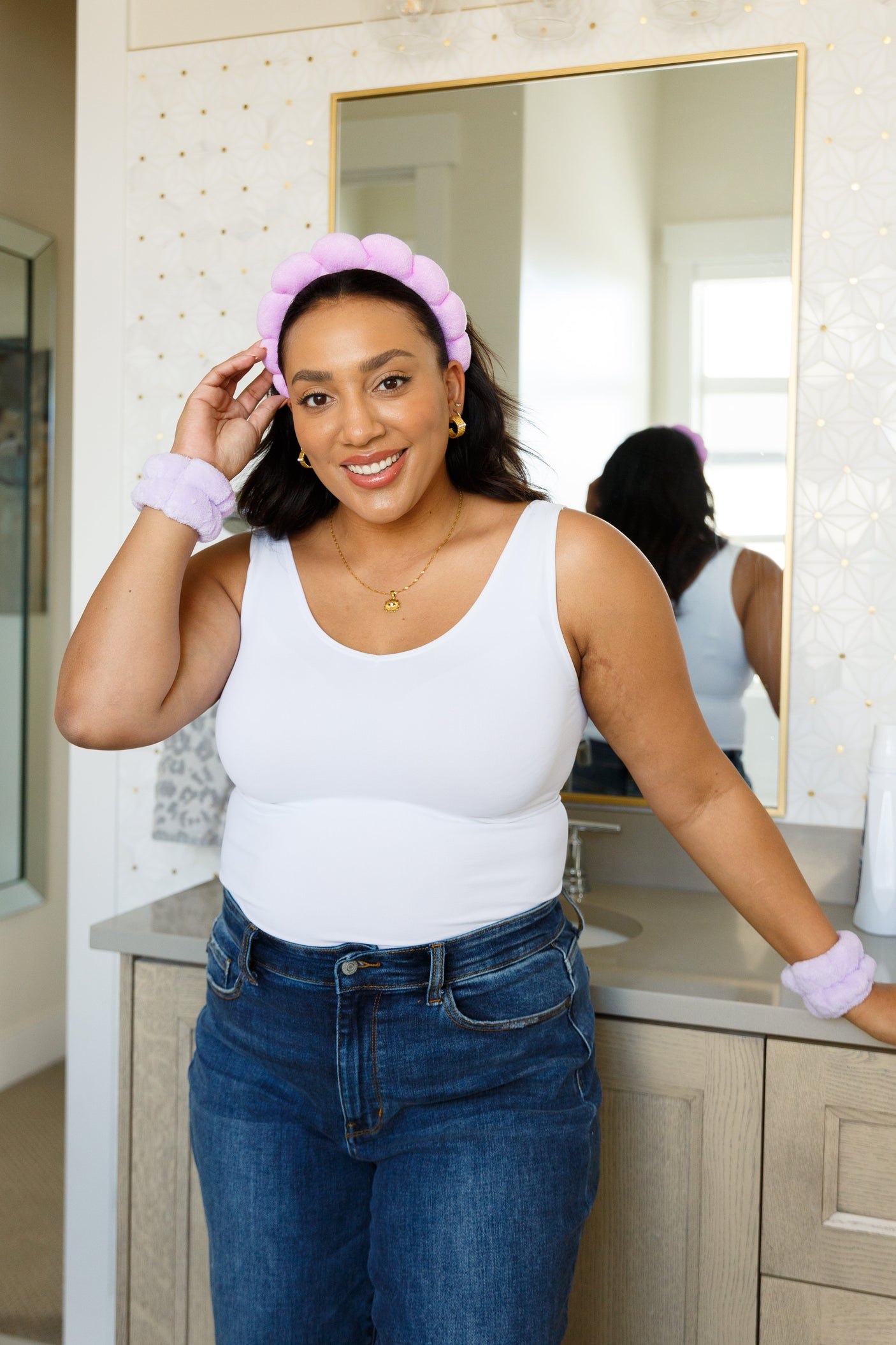 Conjunto de diadema y pulsera Lost in the Moment en morado