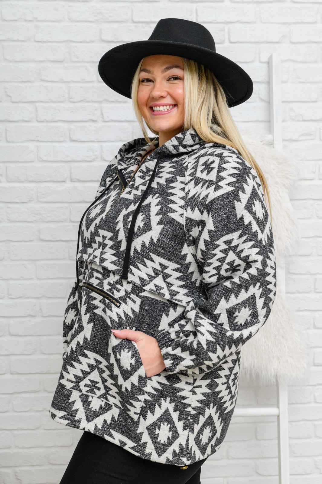 Lounge Day Hoodie in Black & White - Liarian Unlimited Boutique