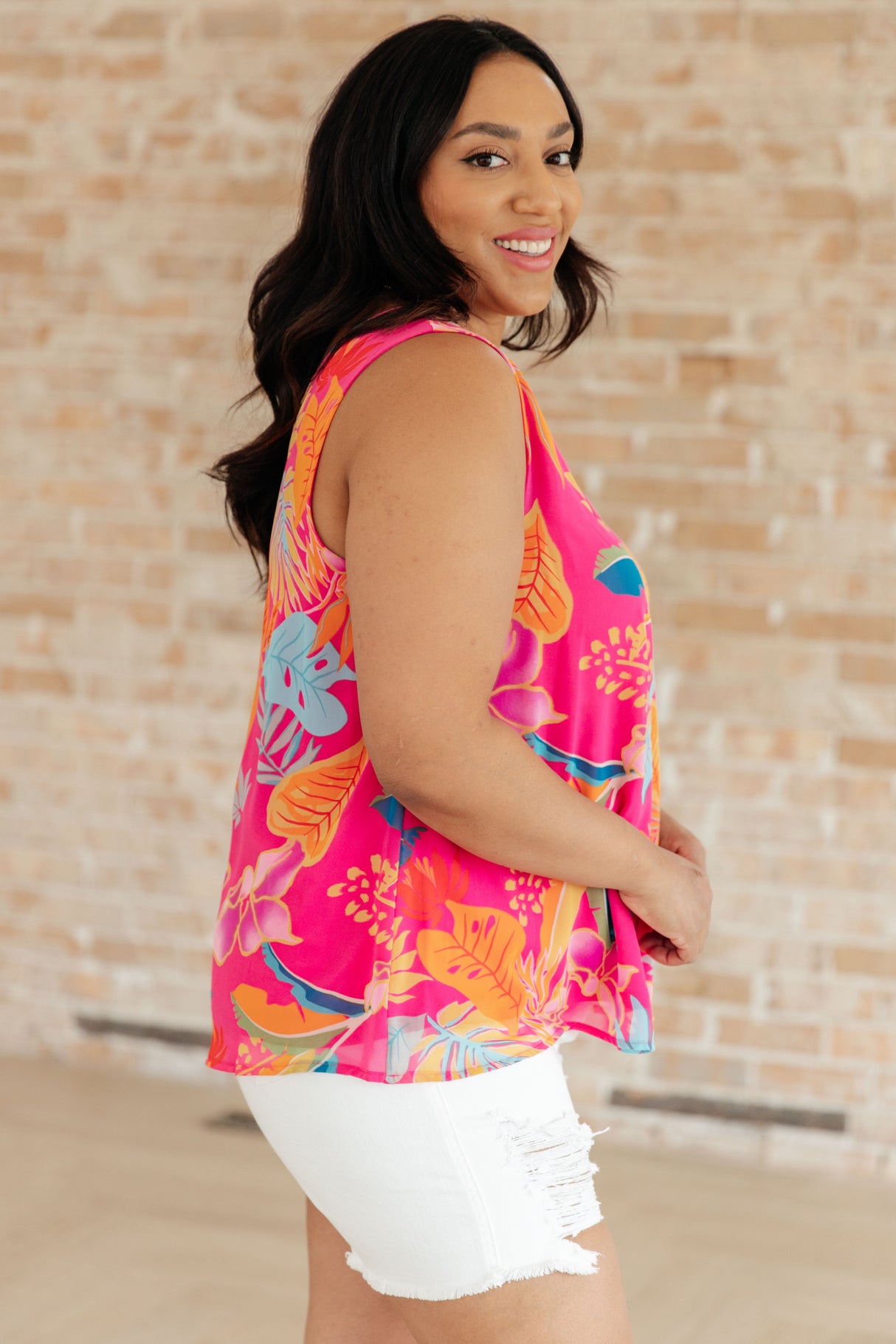 Blusa sin mangas con estampado floral "Ámame como tú"