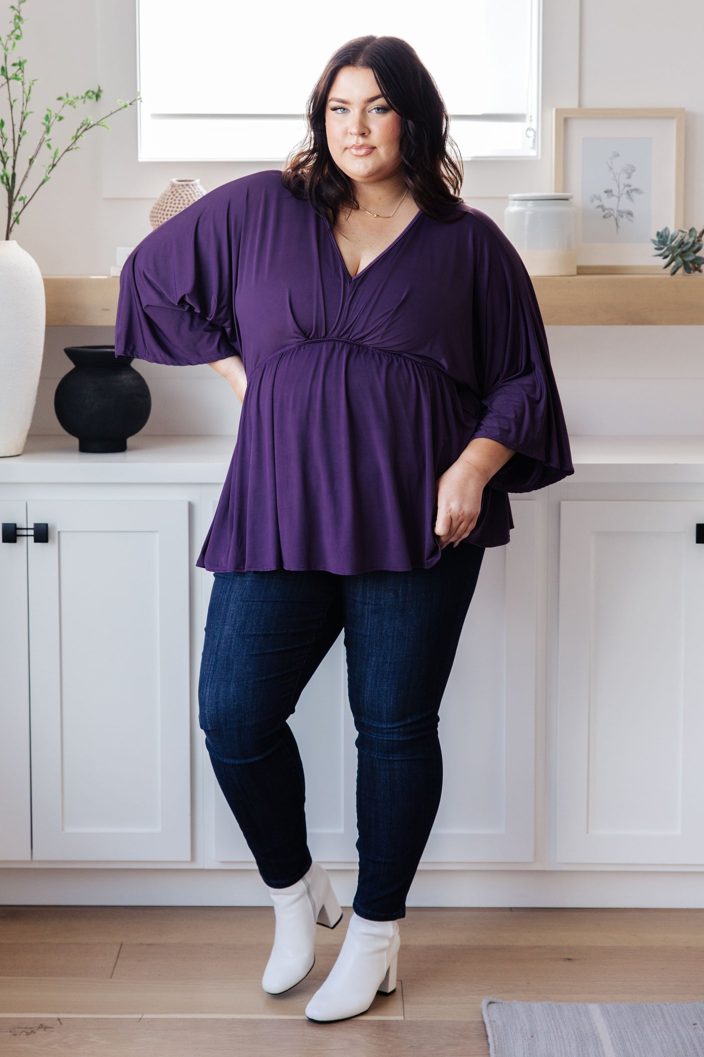 Love On The Line V-Neck Peplum Blouse - Liarian Unlimited Boutique