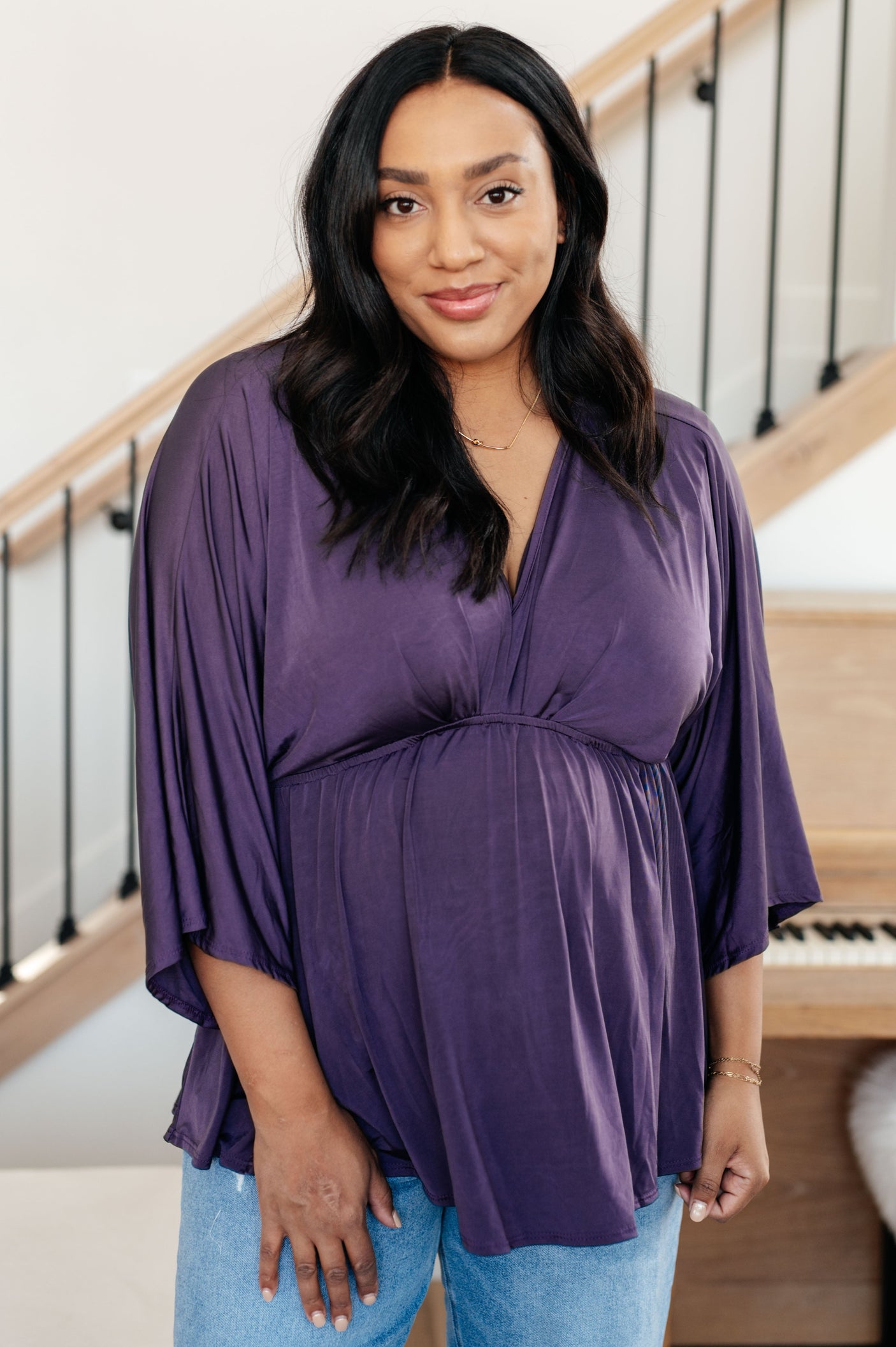 Love On The Line V-Neck Peplum Blouse - Liarian Unlimited Boutique