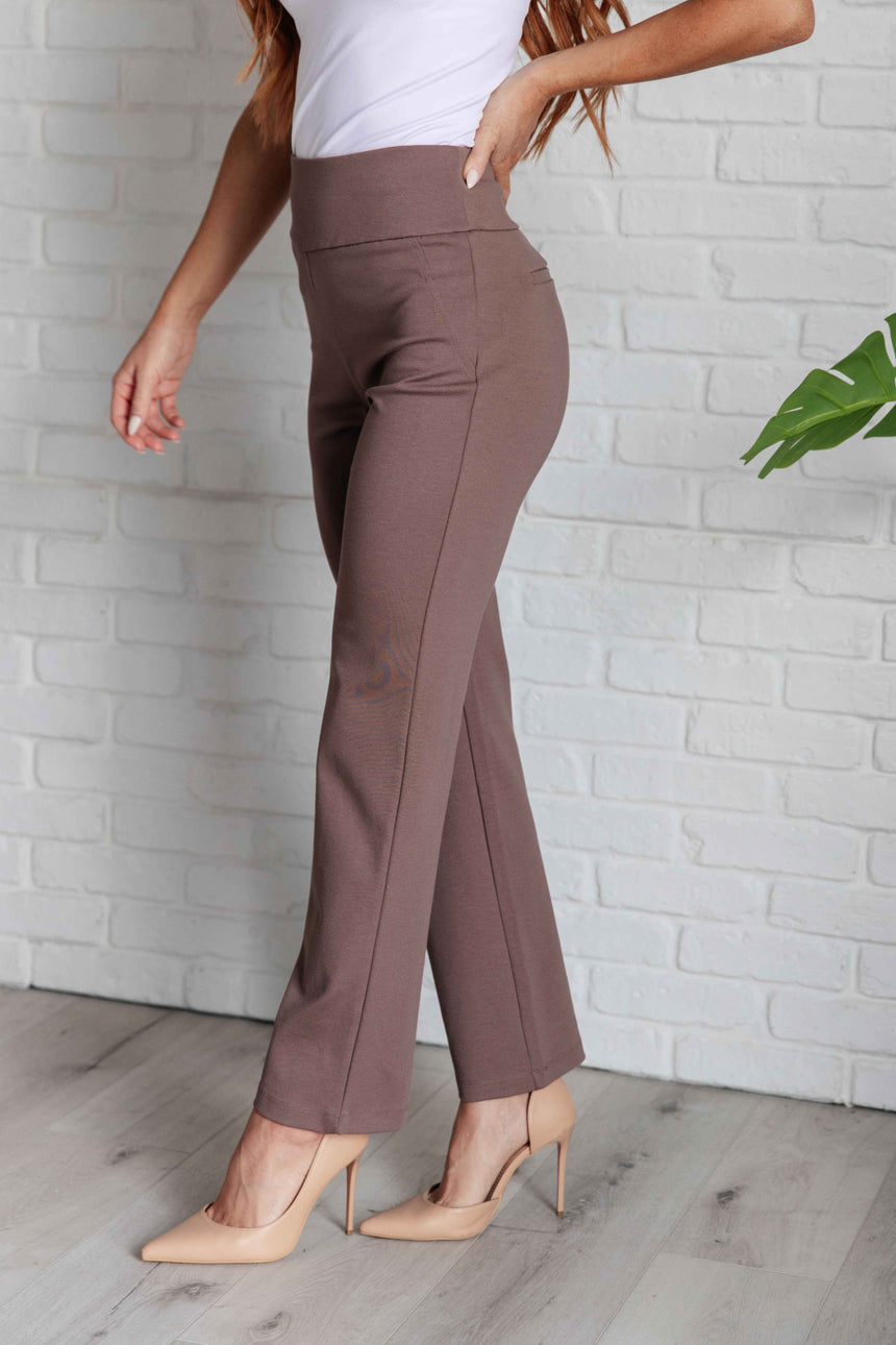 Magic Straight Pants in Dark Mocha - Liarian Unlimited Boutique