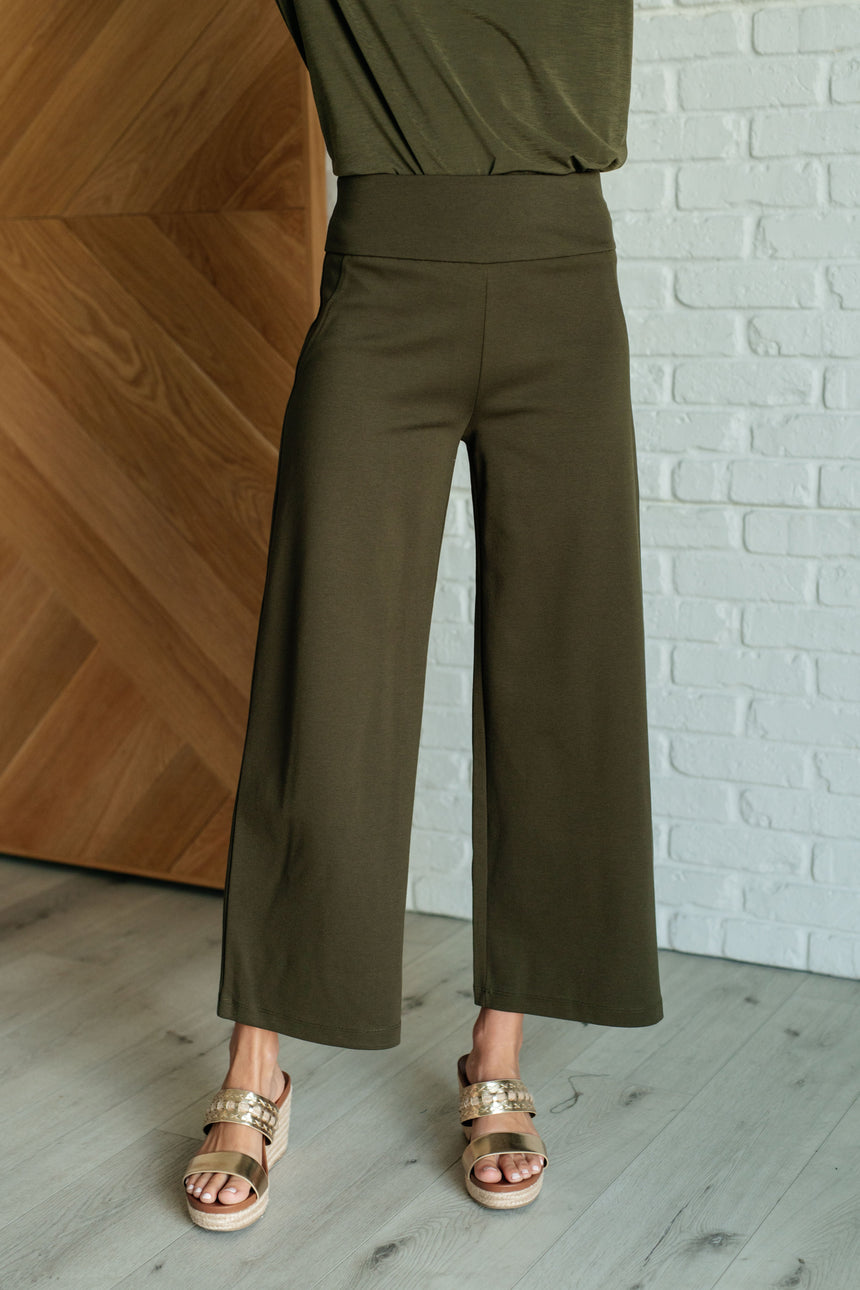 Magic Wide Leg Crop Pants in Olive - Liarian Unlimited Boutique