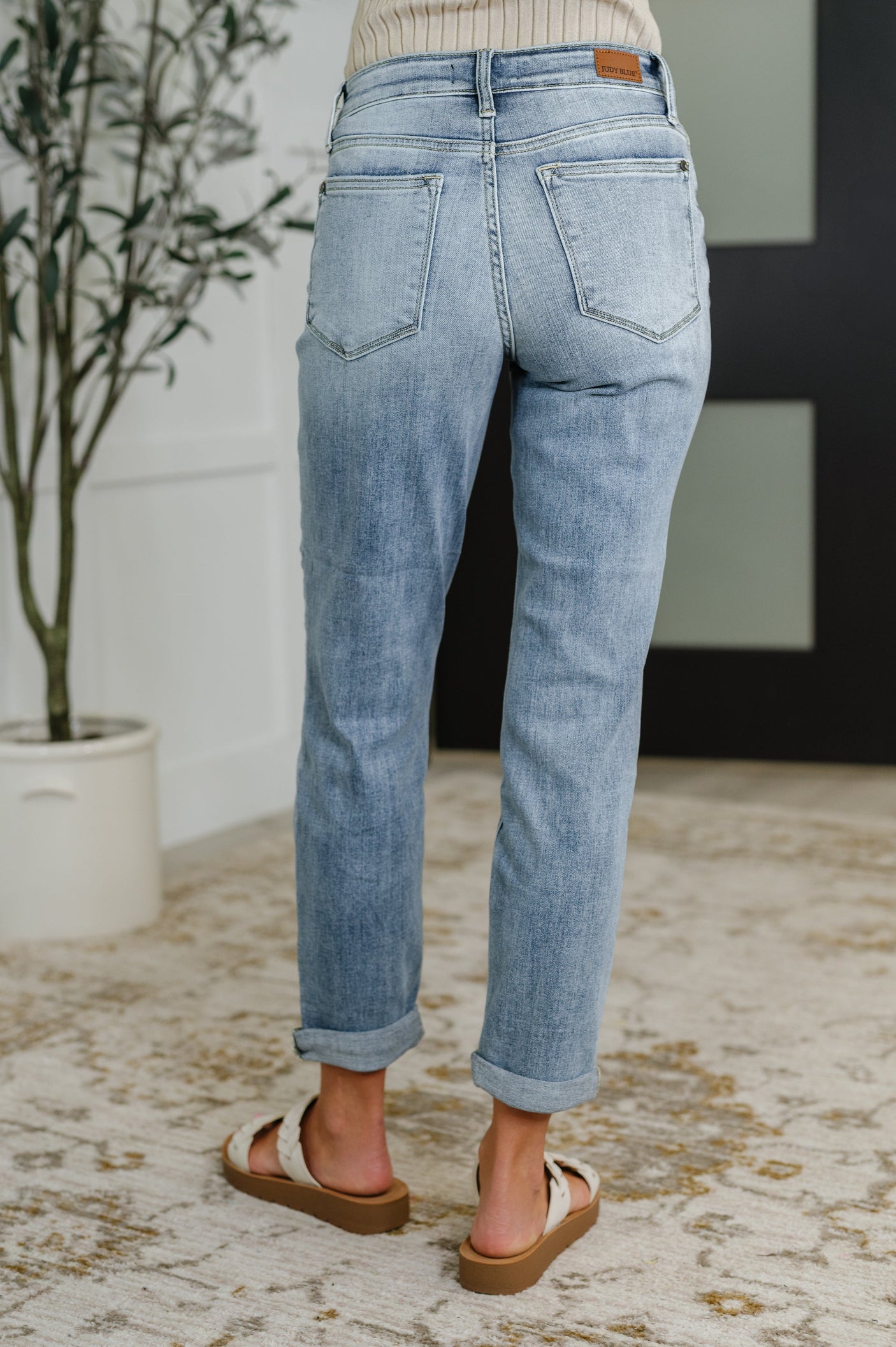 Mallory Mid Rise Bleach Wash Boyfriend Jeans