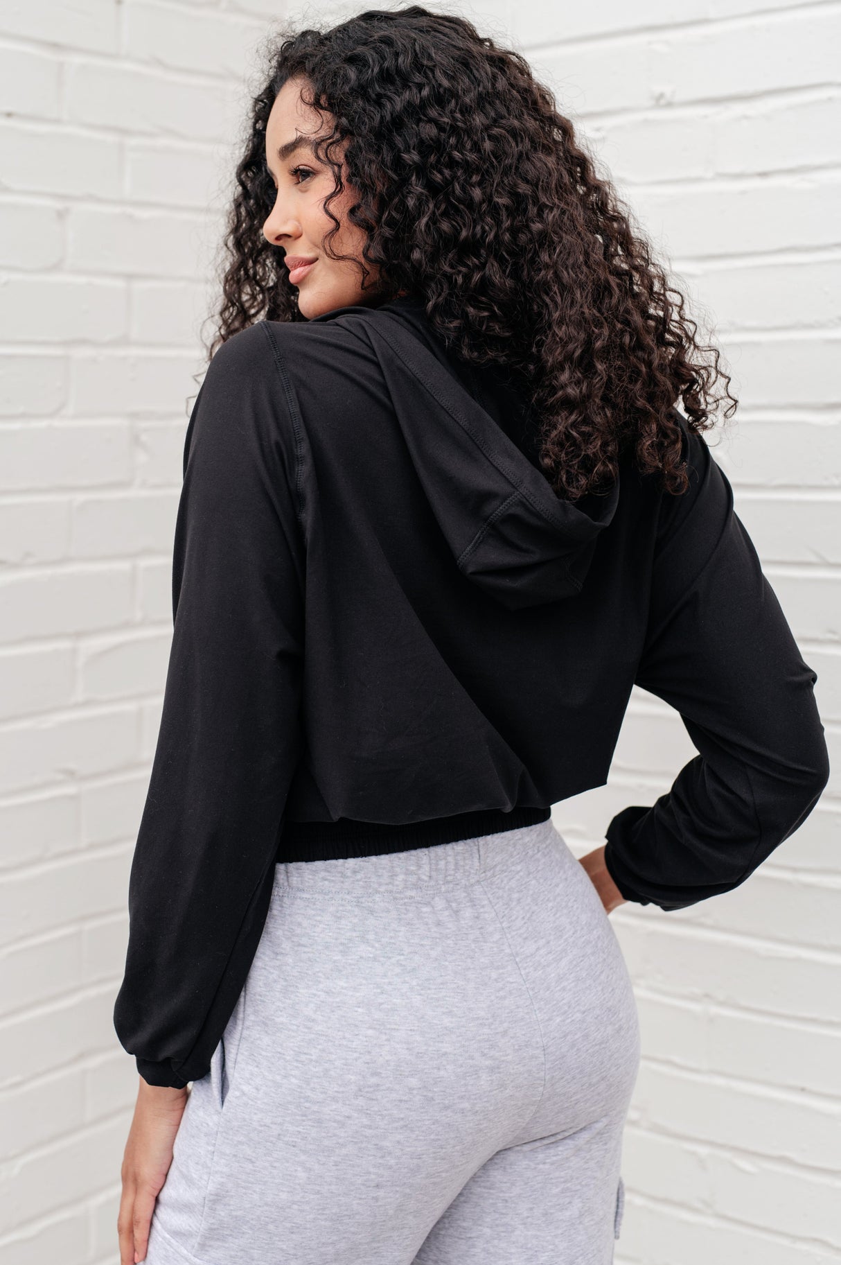 Sudadera con capucha y media cremallera Morning Run en negro