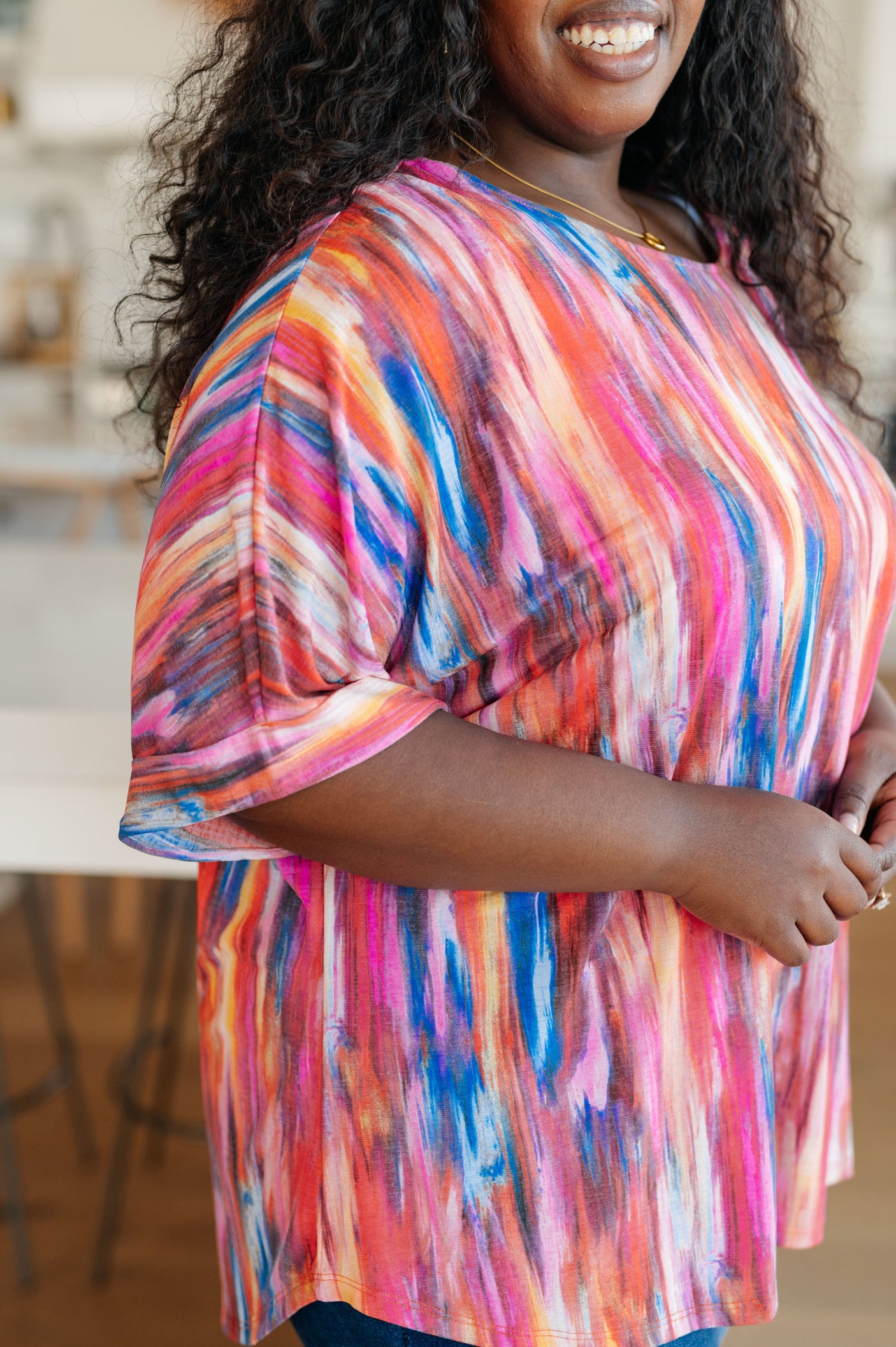 My Bae Boyfriend Top in Pink Kaleidoscope - Liarian Unlimited Boutique