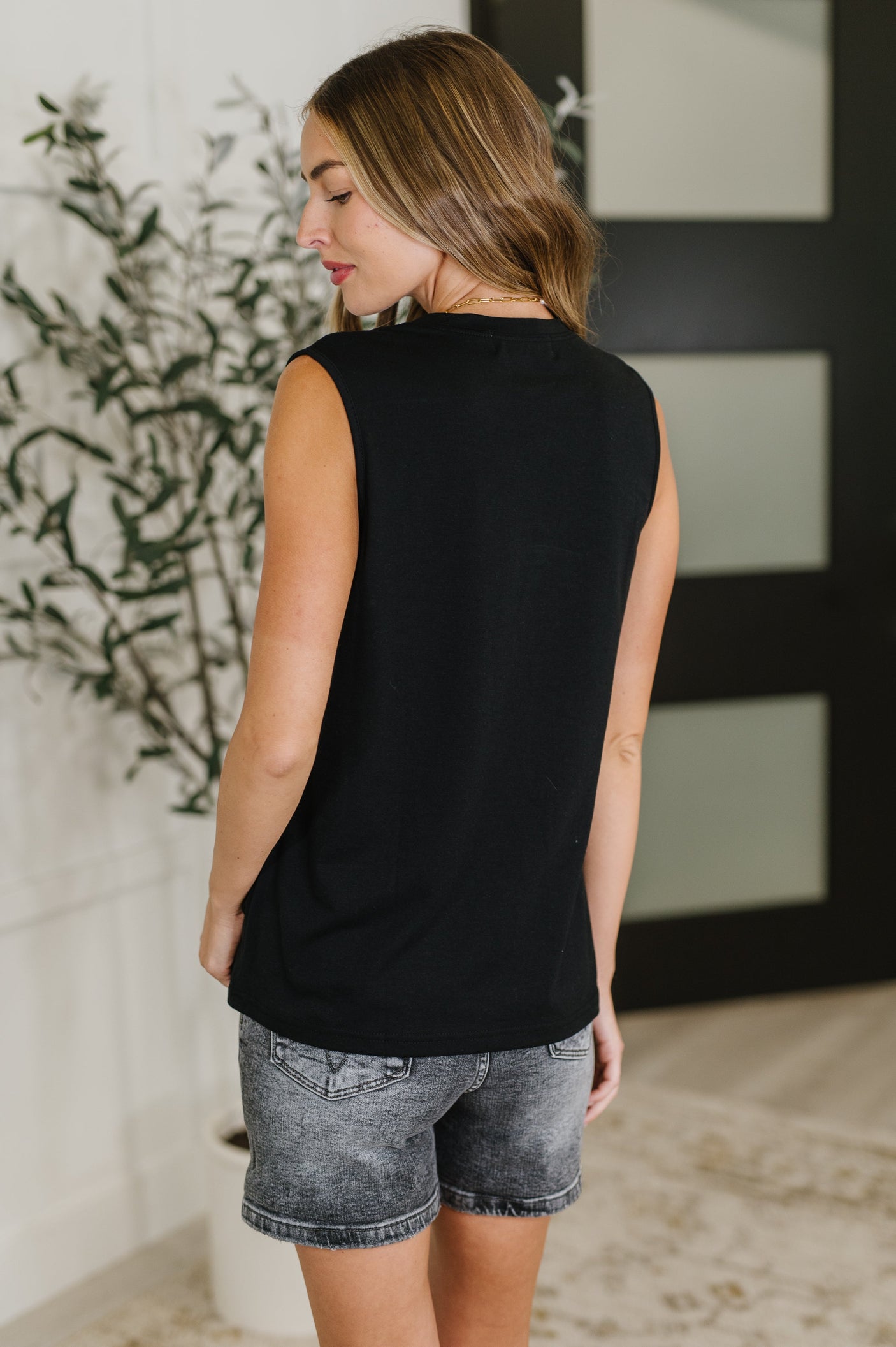 New Normal Pleat Detail Sleeveless Top in Black