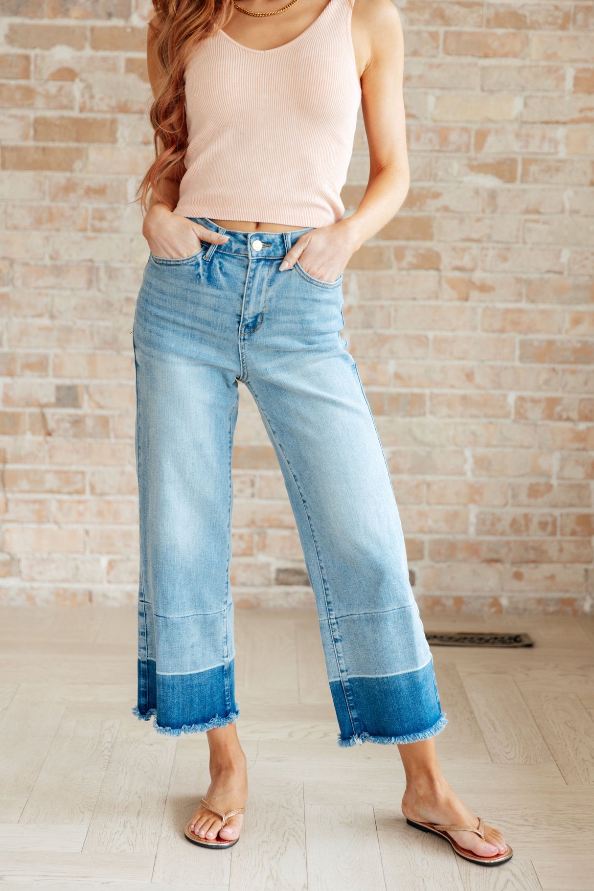 Olivia High Rise Wide Leg Crop Jeans in Medium Wash - Liarian Unlimited Boutique