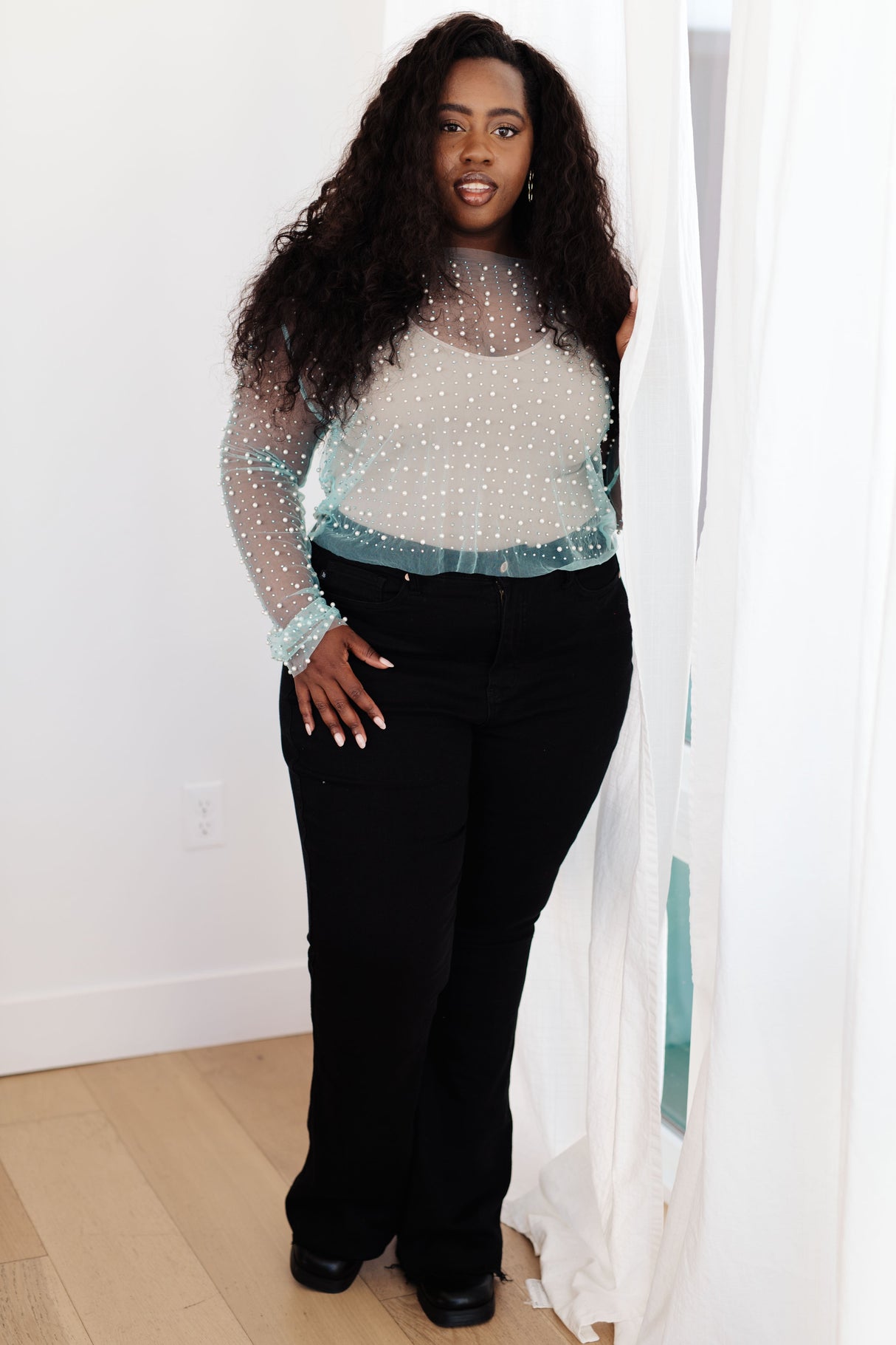 Pearl Diver Layering Top in Light Cyan - Liarian Unlimited Boutique
