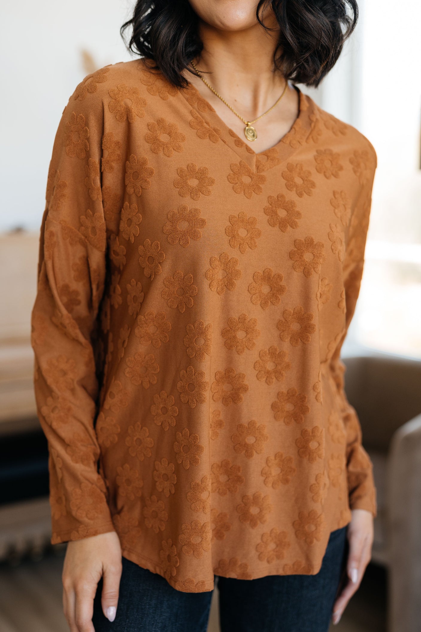 Top con cuello en V "Perfect in Pansies"