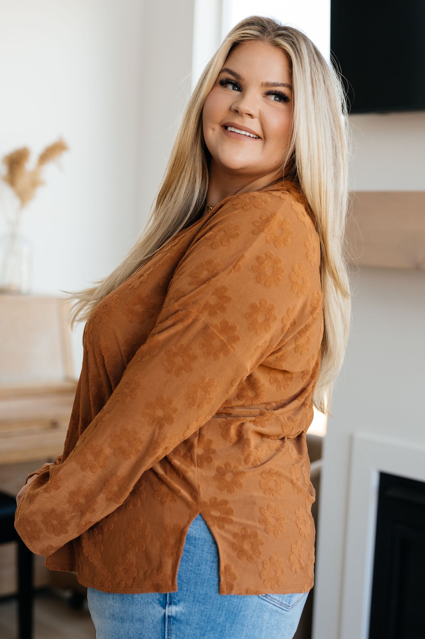 Top con cuello en V "Perfect in Pansies"