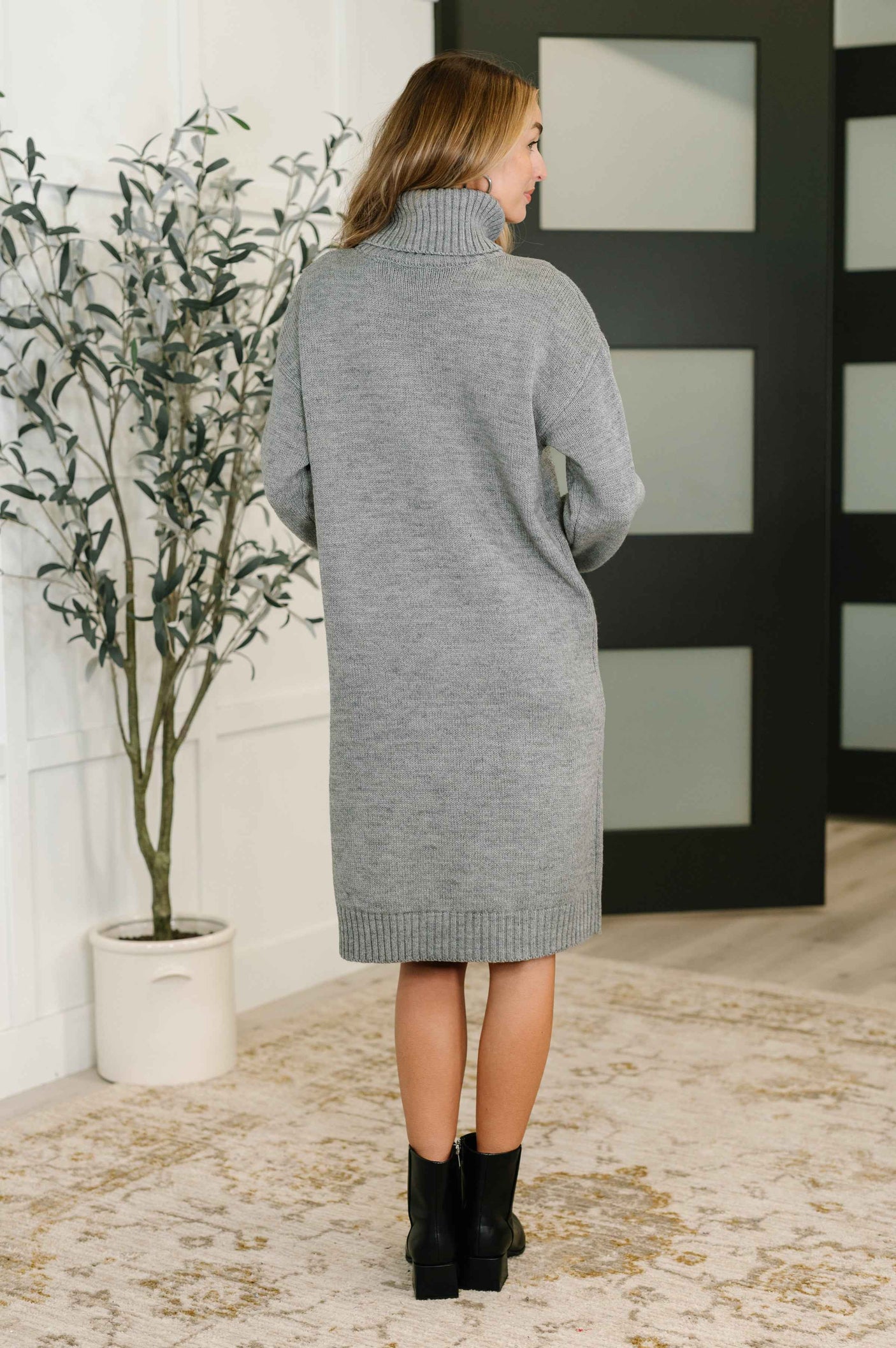Personal Assistant Turtleneck Dress in Grey