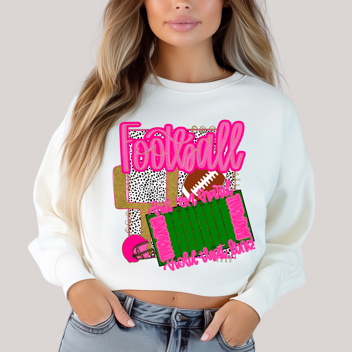 Sudadera Preppy Stadium con estampado blanco