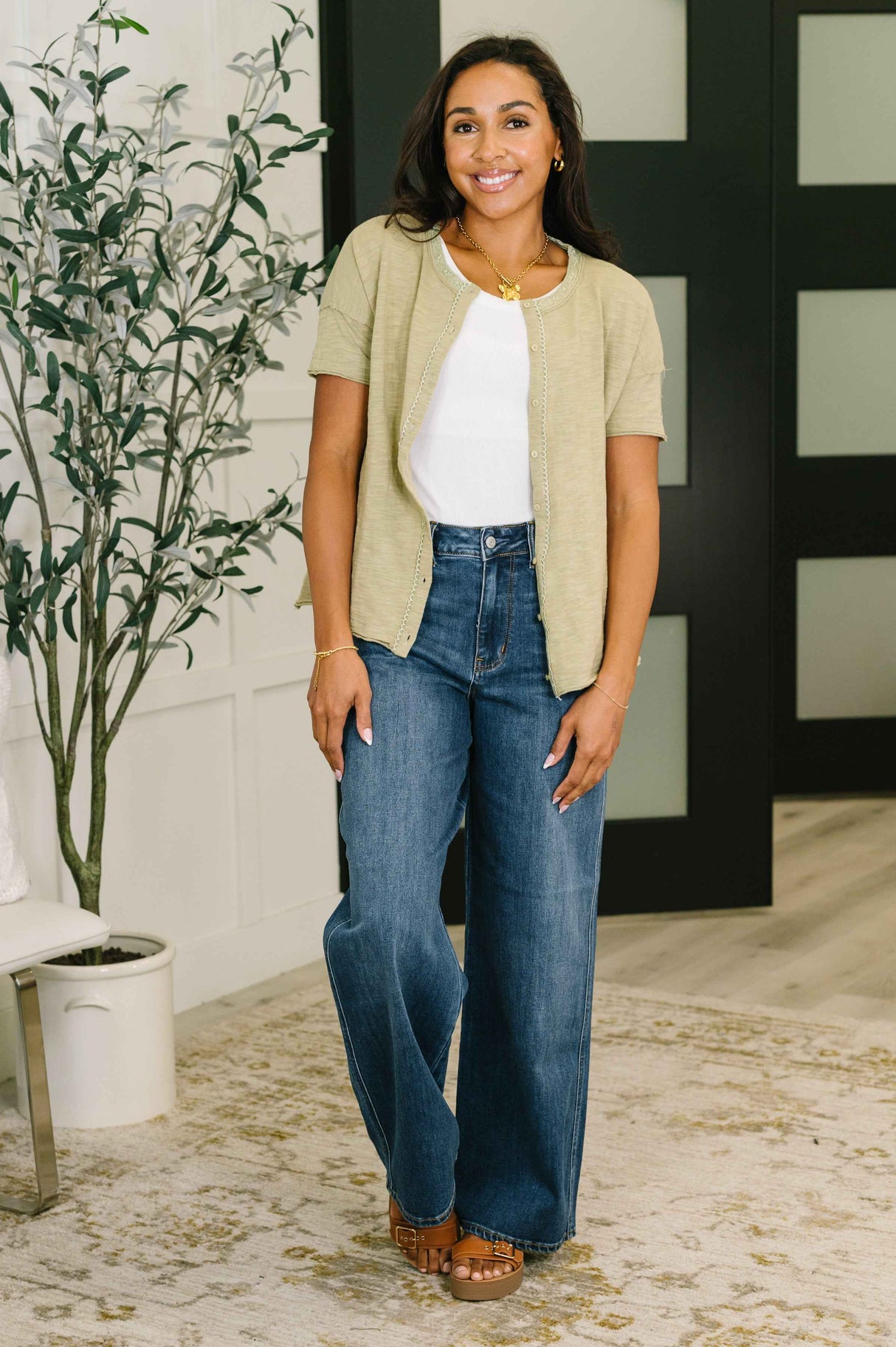 Pushing Through Button Down Top