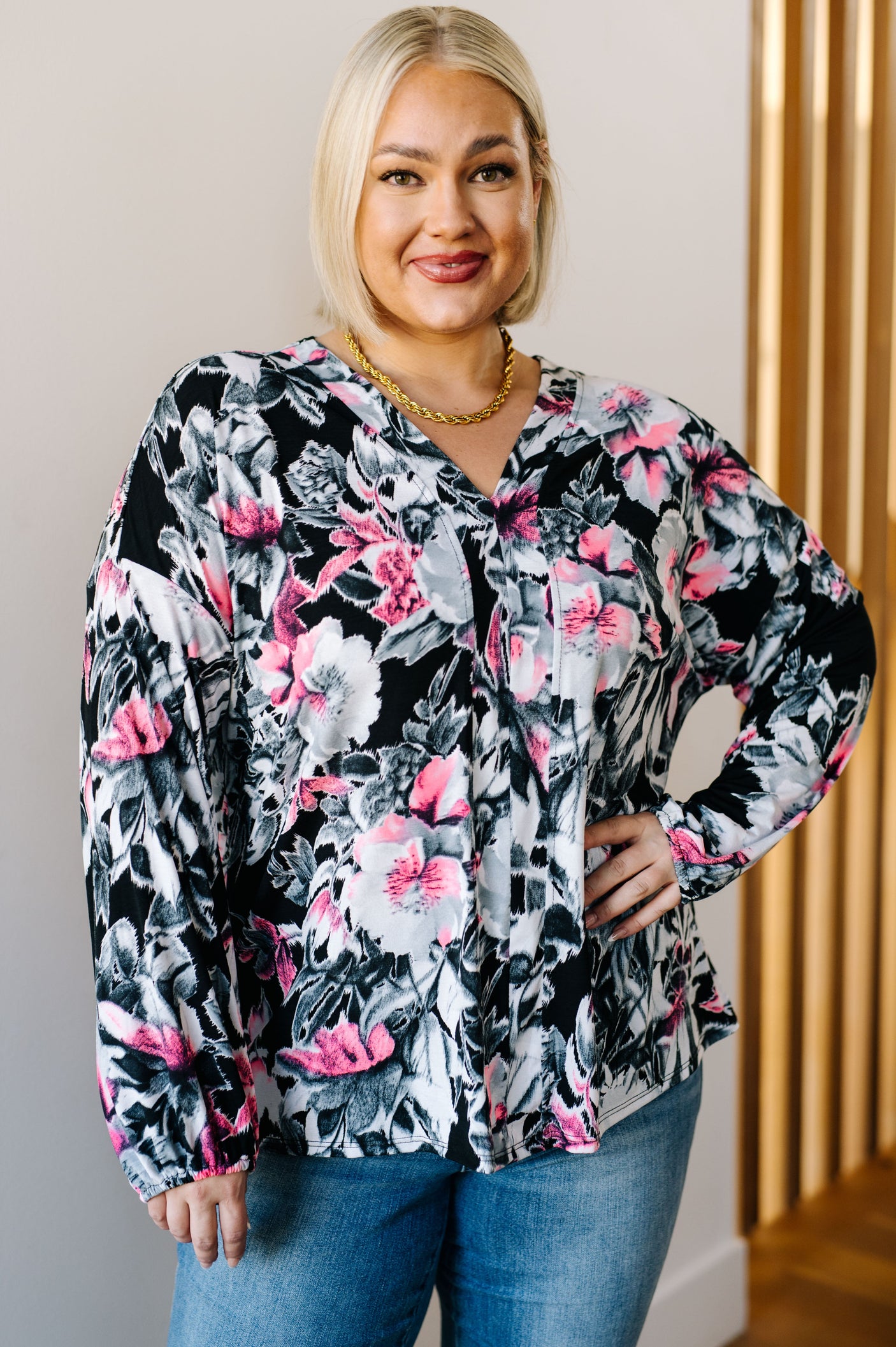 Rendered Rendition V-Neck Top - Liarian Unlimited Boutique