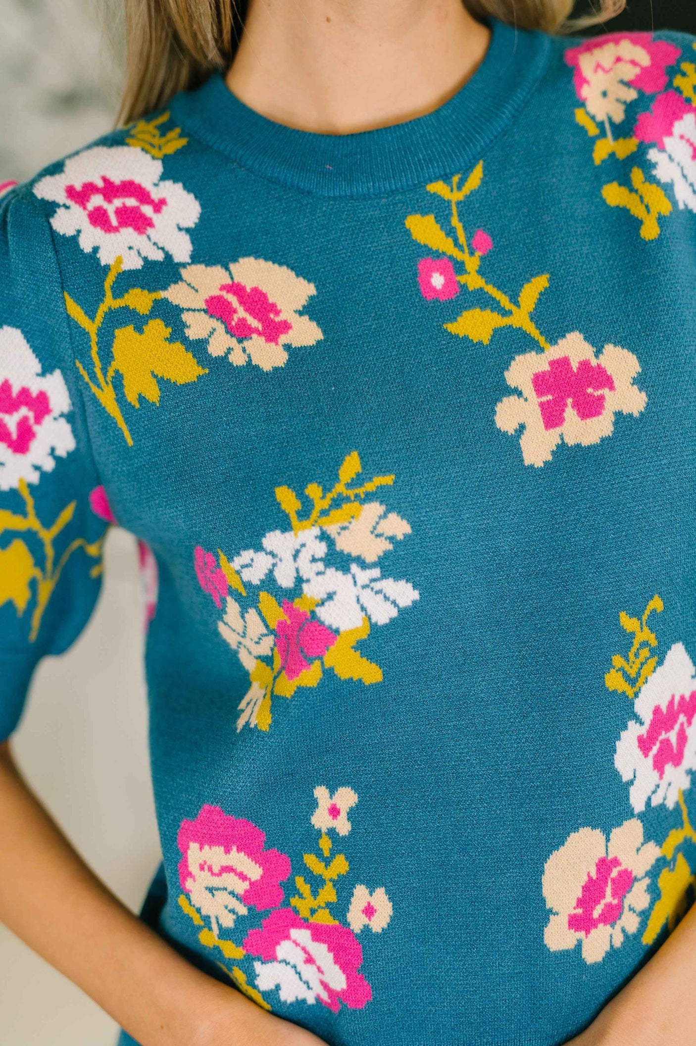Right for Each Other Knit Floral Top