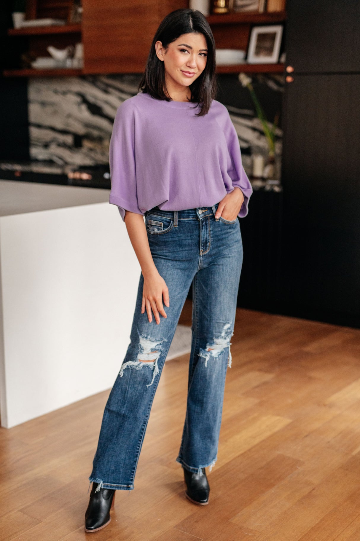 Rose High Rise 90's Straight Jeans in Dark Wash - Liarian Unlimited Boutique