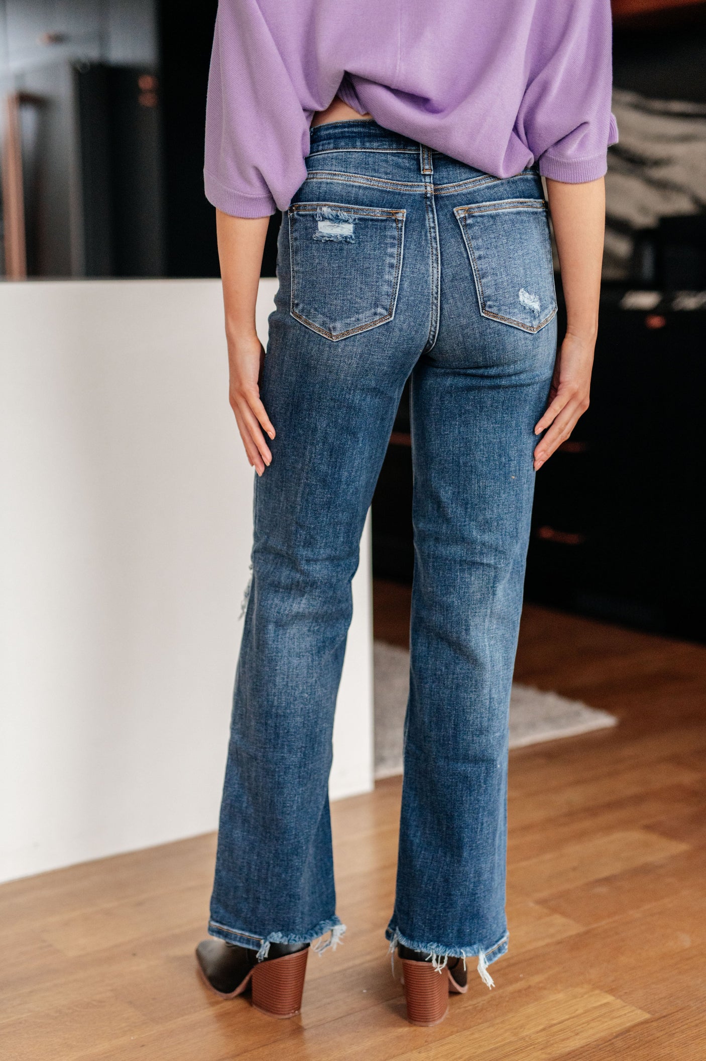 Rose High Rise 90's Straight Jeans in Dark Wash - Liarian Unlimited Boutique