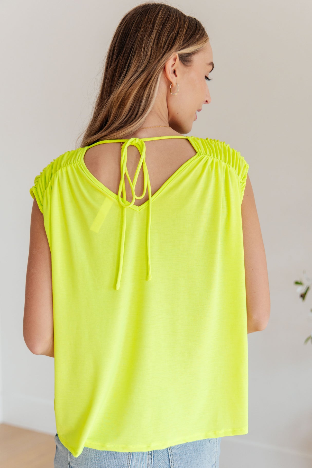 Ruched Cap Sleeve Top in Neon Green - Liarian Unlimited Boutique