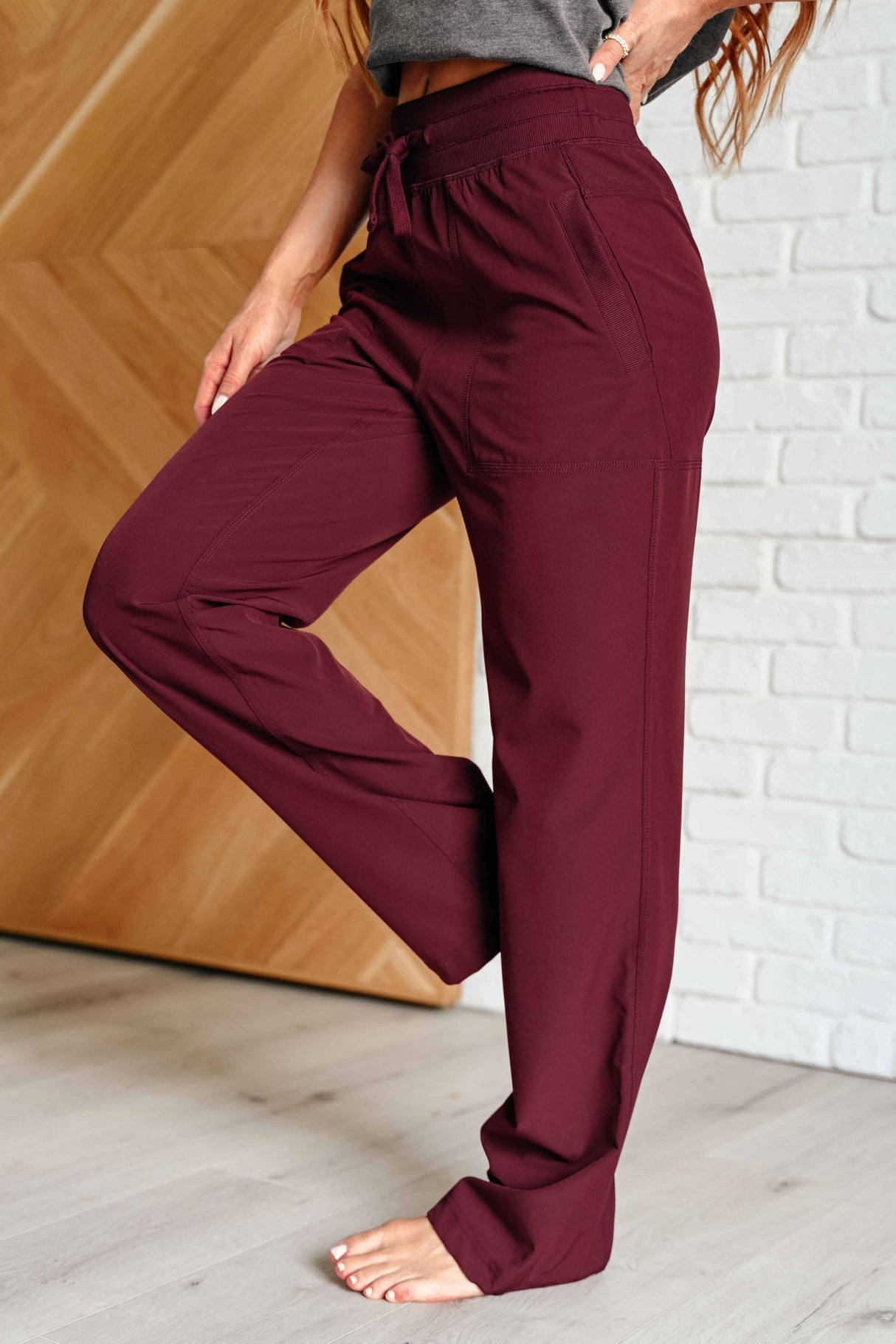 Runner's High Drawstring Joggers in Red Merlot - Liarian Unlimited Boutique