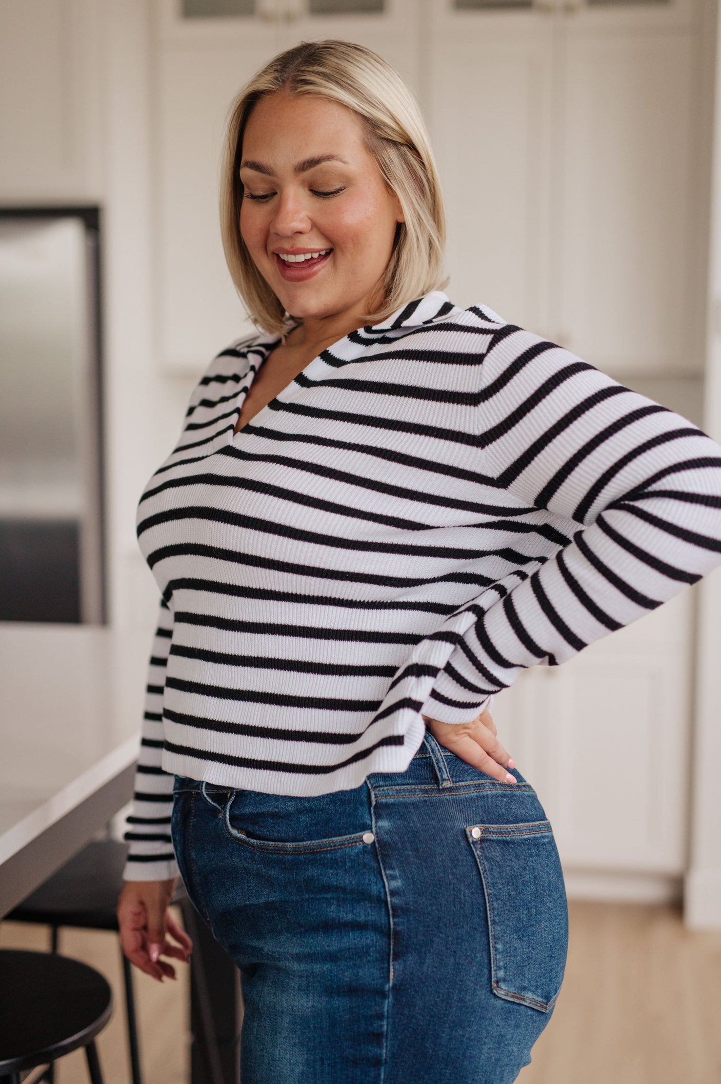 Self Improvement V-Neck Striped Sweater - Liarian Unlimited Boutique
