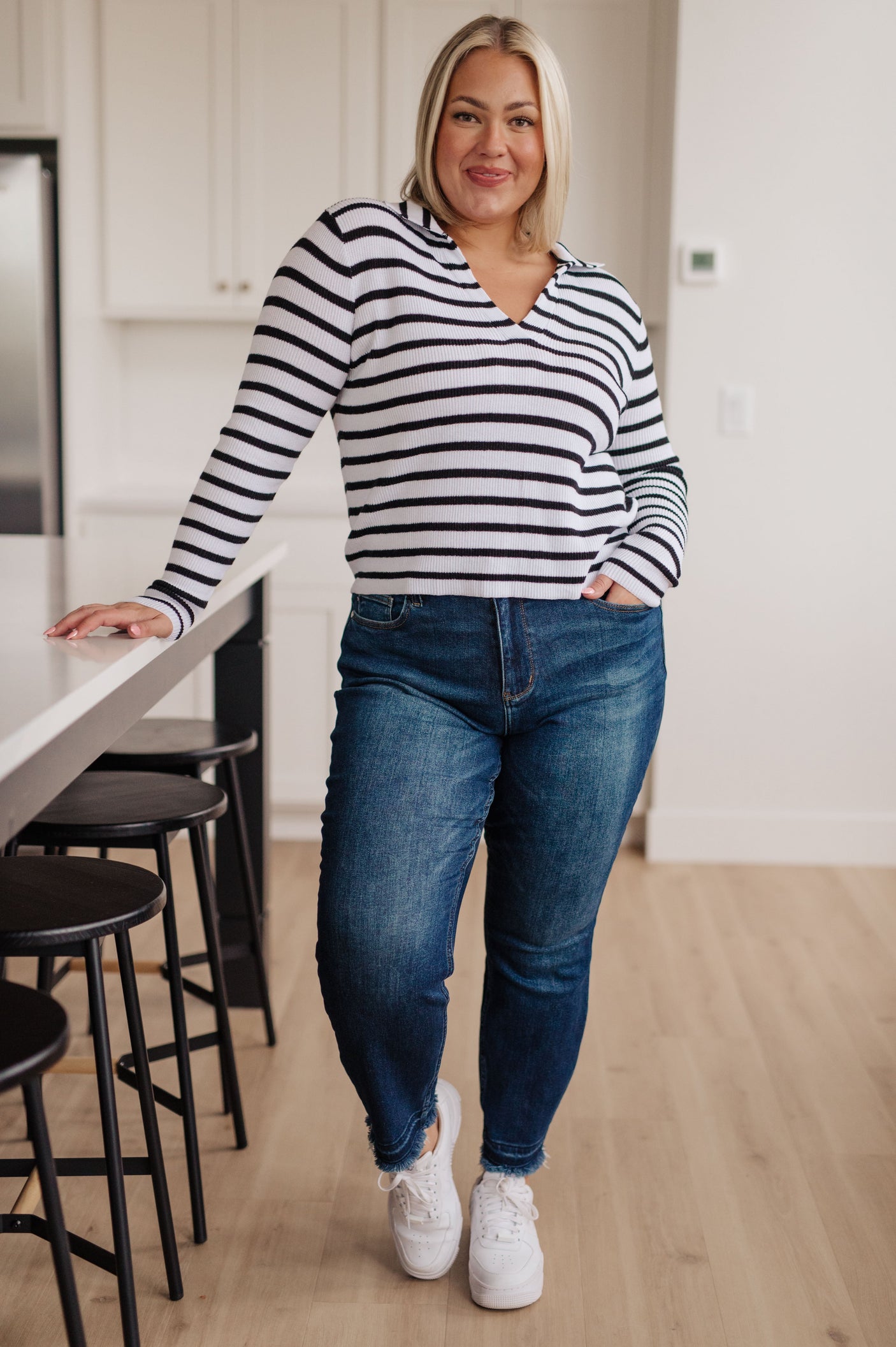Self Improvement V-Neck Striped Sweater - Liarian Unlimited Boutique