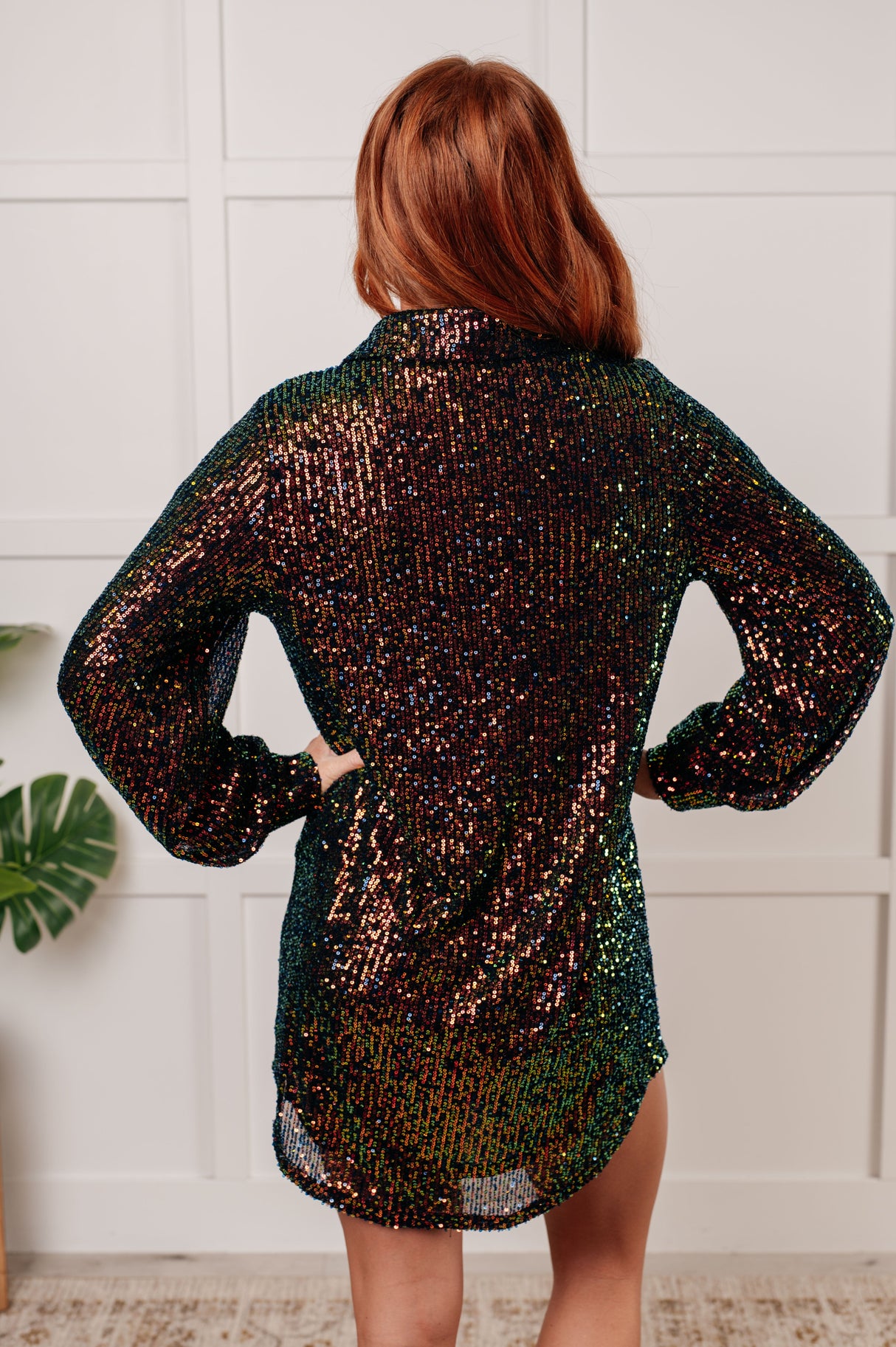 Vestido camisero con lentejuelas Shimmering Splendor