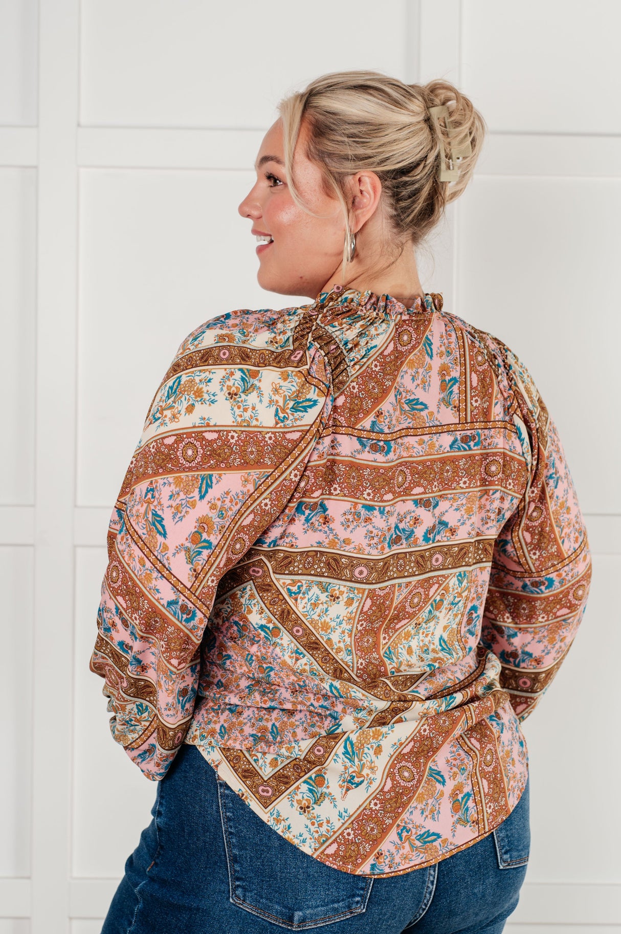 Blusa campesina estampada mixta Show and Tell