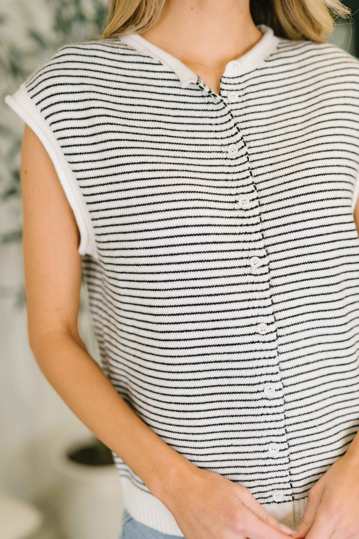 So Good It Hurts Cap Sleeve Button Down