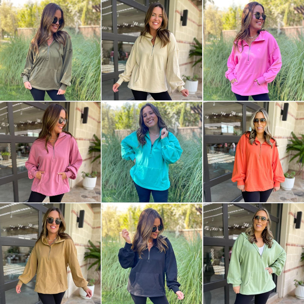 Sudadera con capucha y media cremallera Hendrick en nueve colores