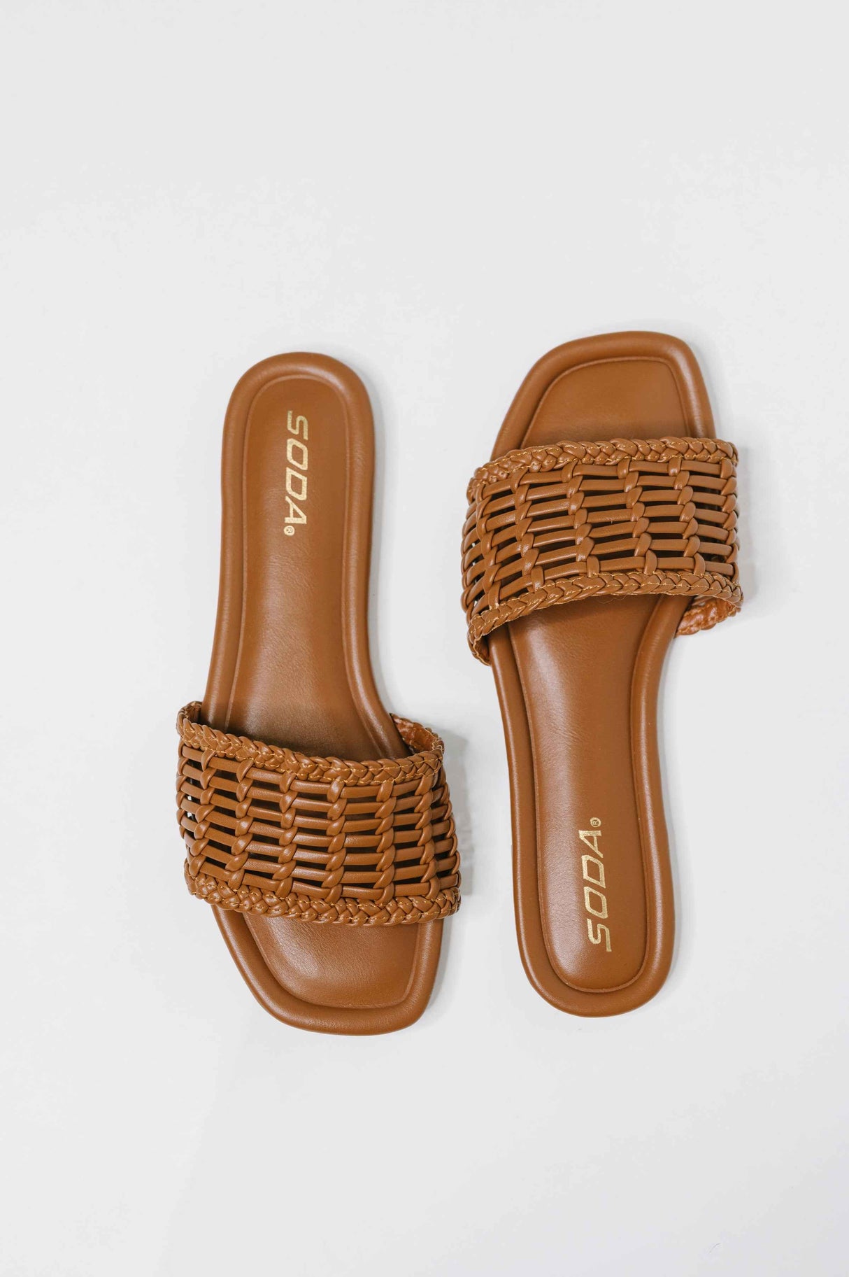 Stair Cognac Woven Slip On Sandal