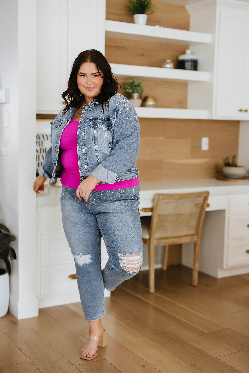 Jeans ajustados con pedrería Reese
